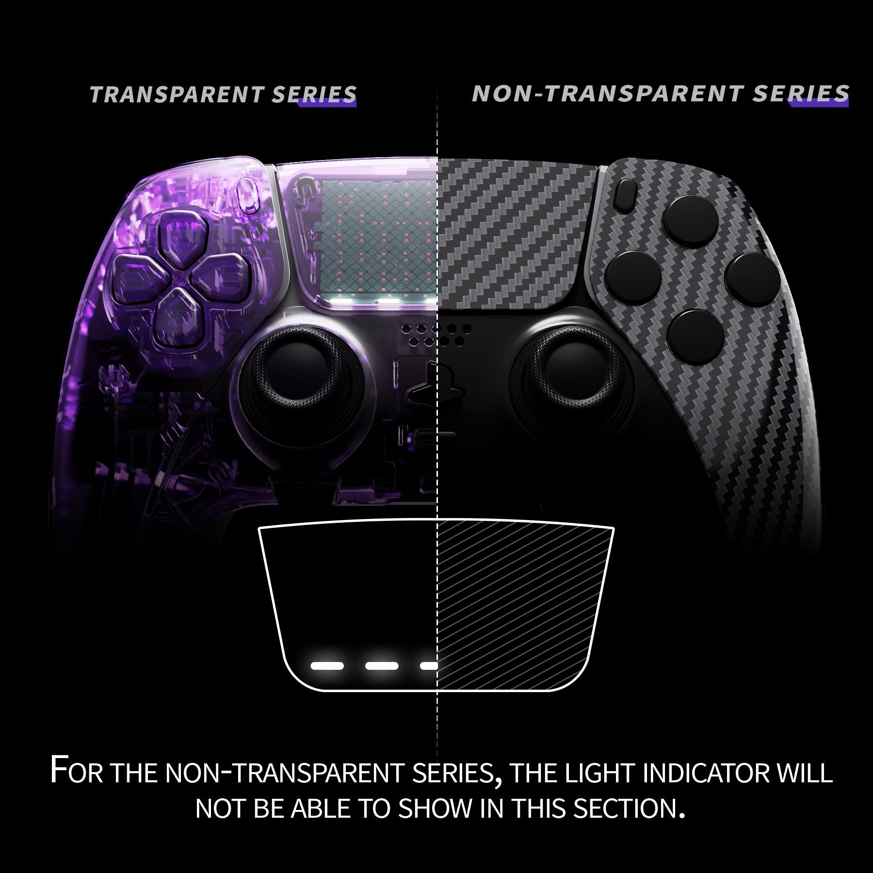 eXtremeRate Replacement Full Set Shells with Buttons Compatible with PS5 Edge Controller - Graphite Carbon Fiber eXtremeRate