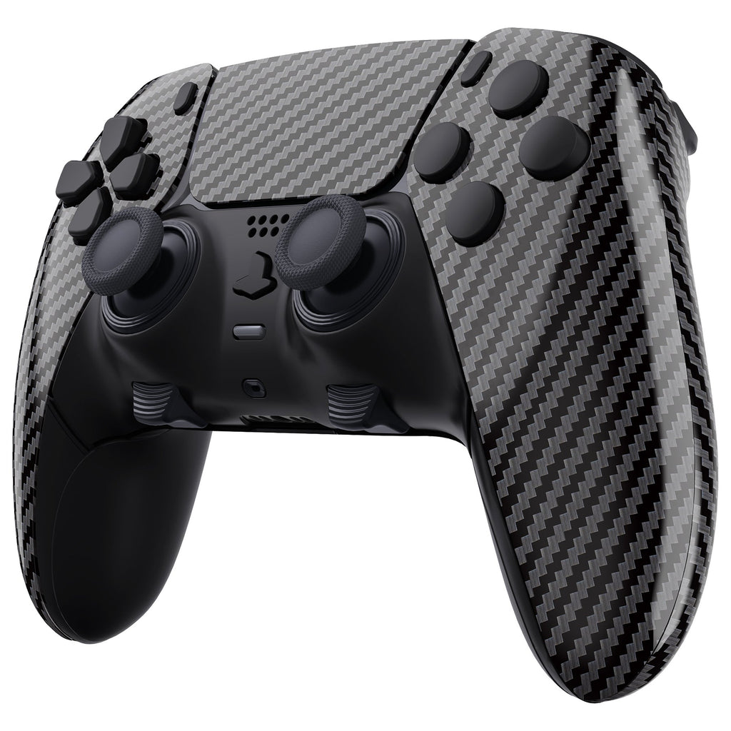 eXtremeRate Replacement Full Set Shells with Buttons Compatible with PS5 Edge Controller - Graphite Carbon Fiber eXtremeRate