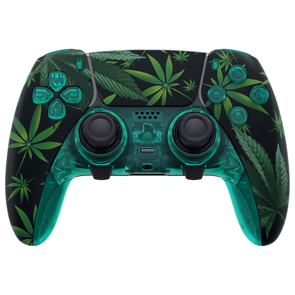 eXtremeRate Replacement Full Set Shells with Buttons Compatible with PS5 Edge Controller - Green Weeds eXtremeRate