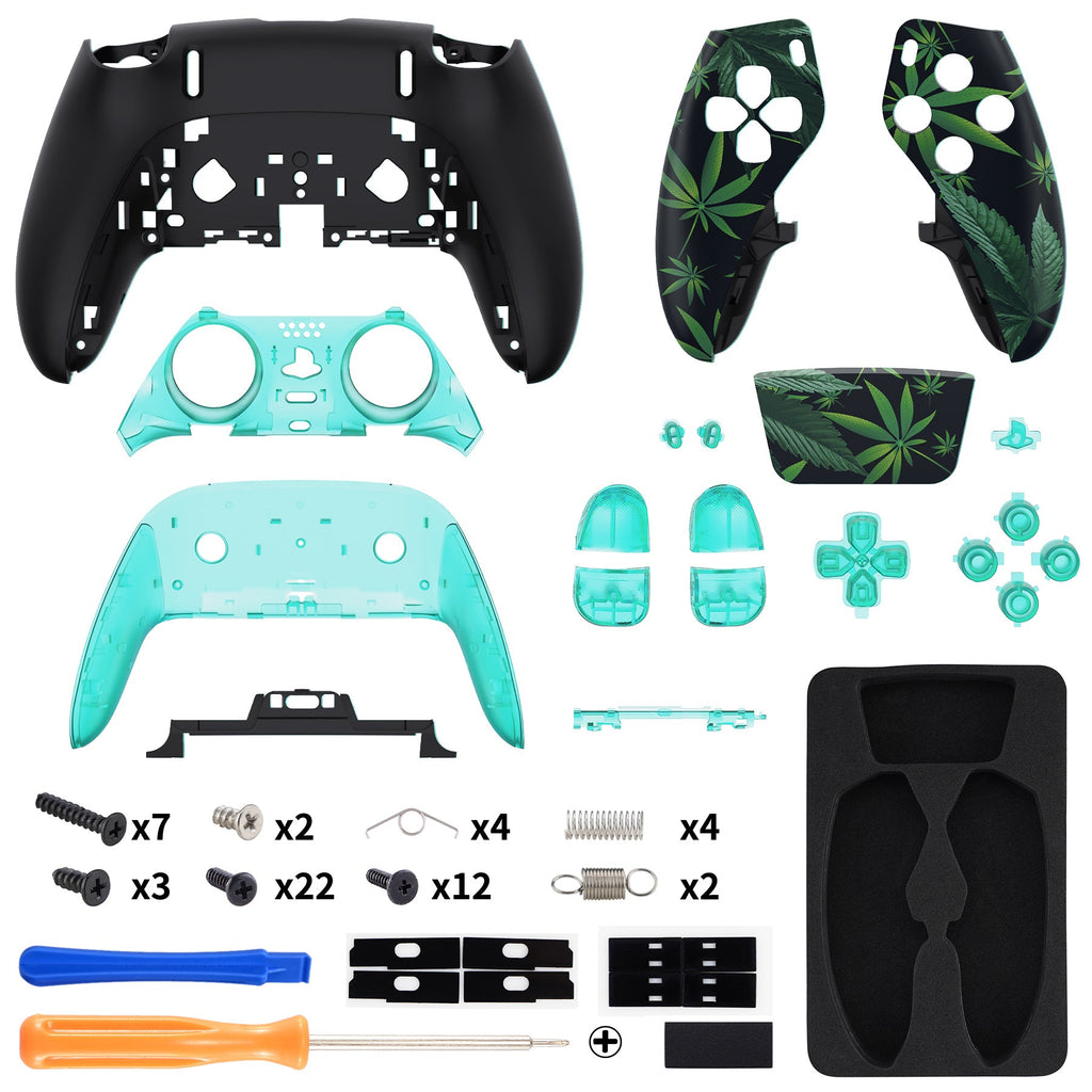 eXtremeRate Replacement Full Set Shells with Buttons Compatible with PS5 Edge Controller - Green Weeds eXtremeRate