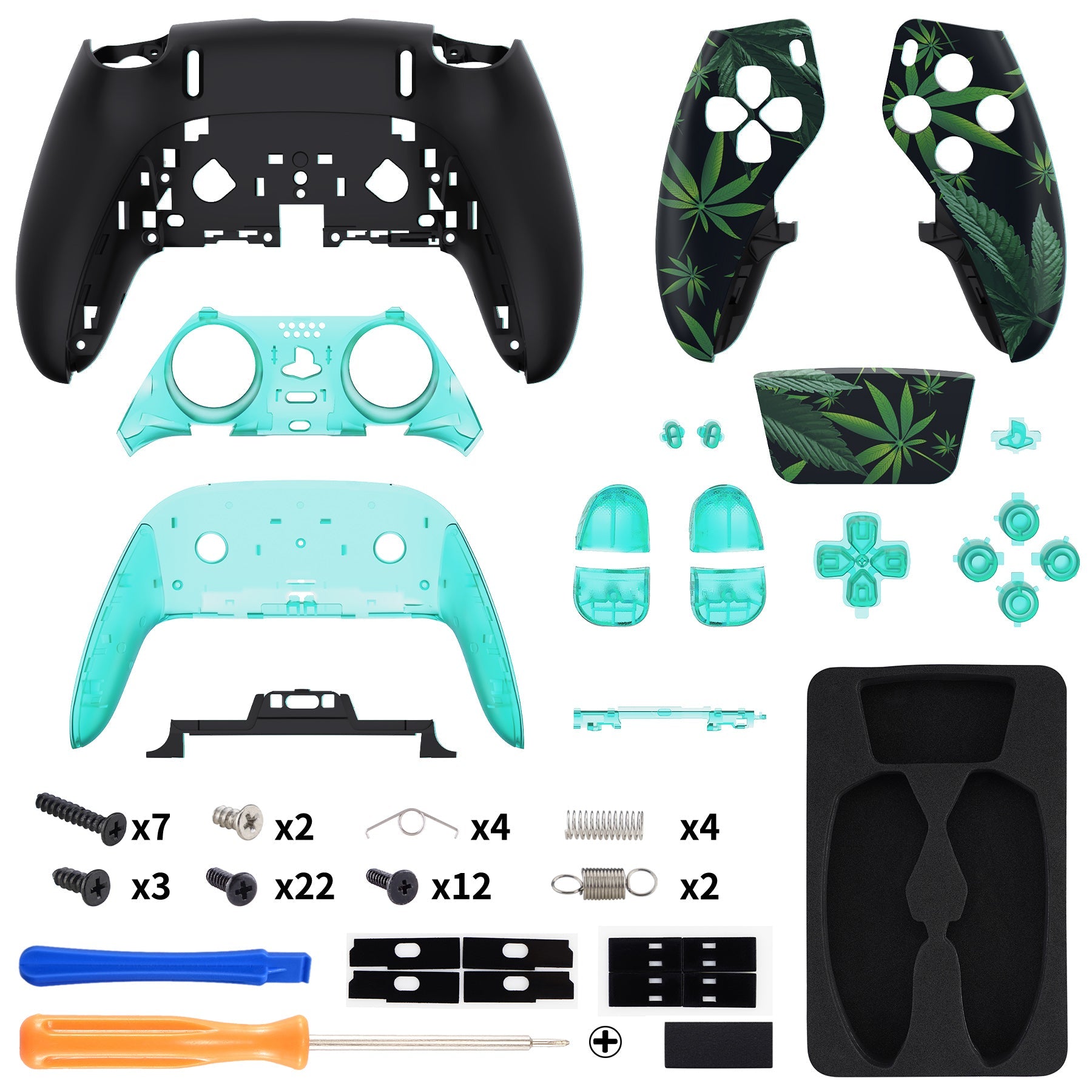 eXtremeRate Replacement Full Set Shells with Buttons Compatible with PS5 Edge Controller - Green Weeds eXtremeRate
