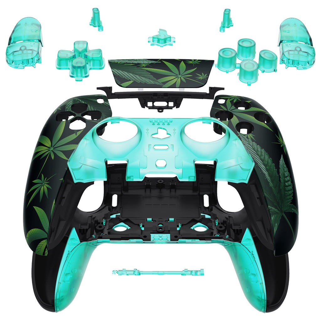 eXtremeRate Replacement Full Set Shells with Buttons Compatible with PS5 Edge Controller - Green Weeds eXtremeRate