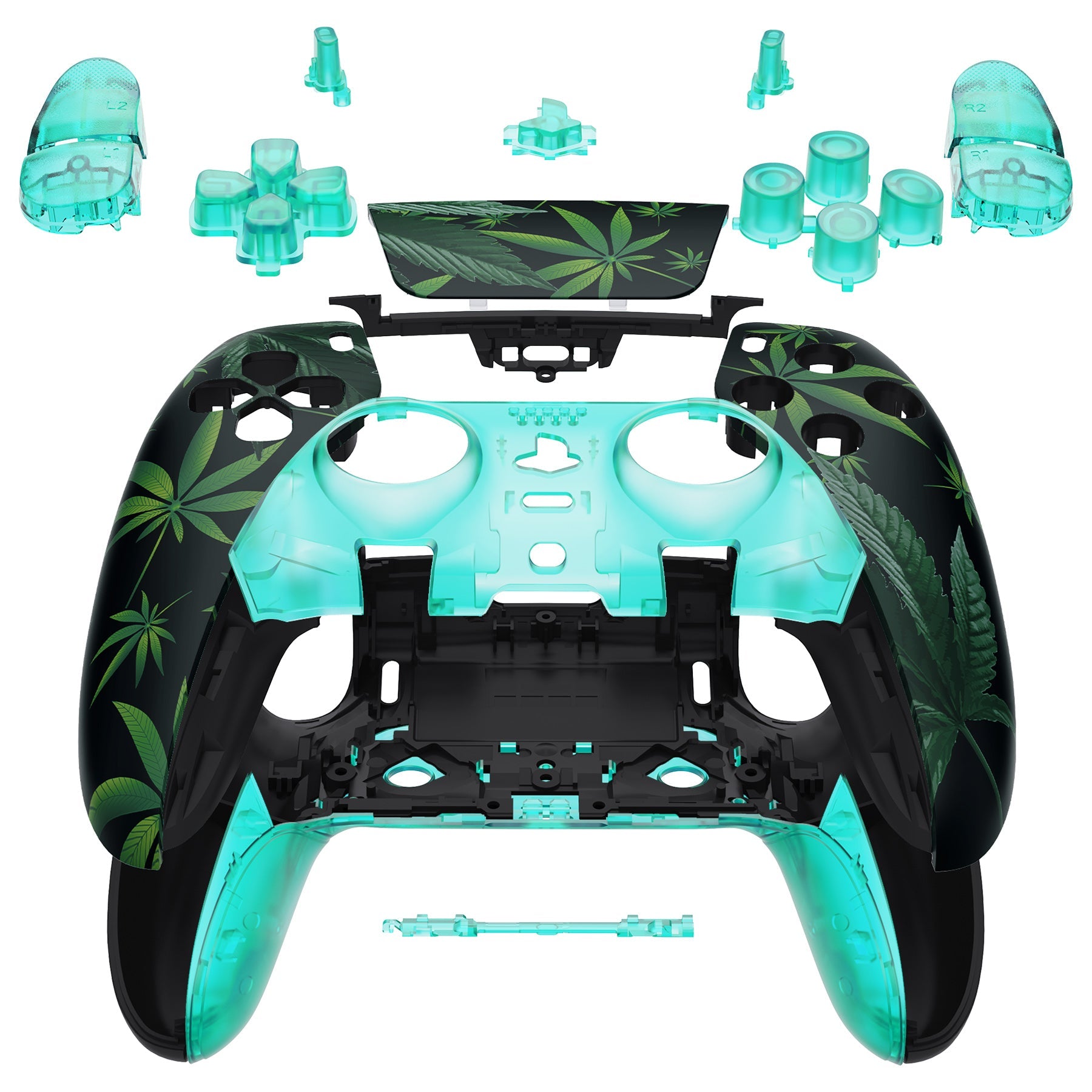 eXtremeRate Replacement Full Set Shells with Buttons Compatible with PS5 Edge Controller - Green Weeds eXtremeRate