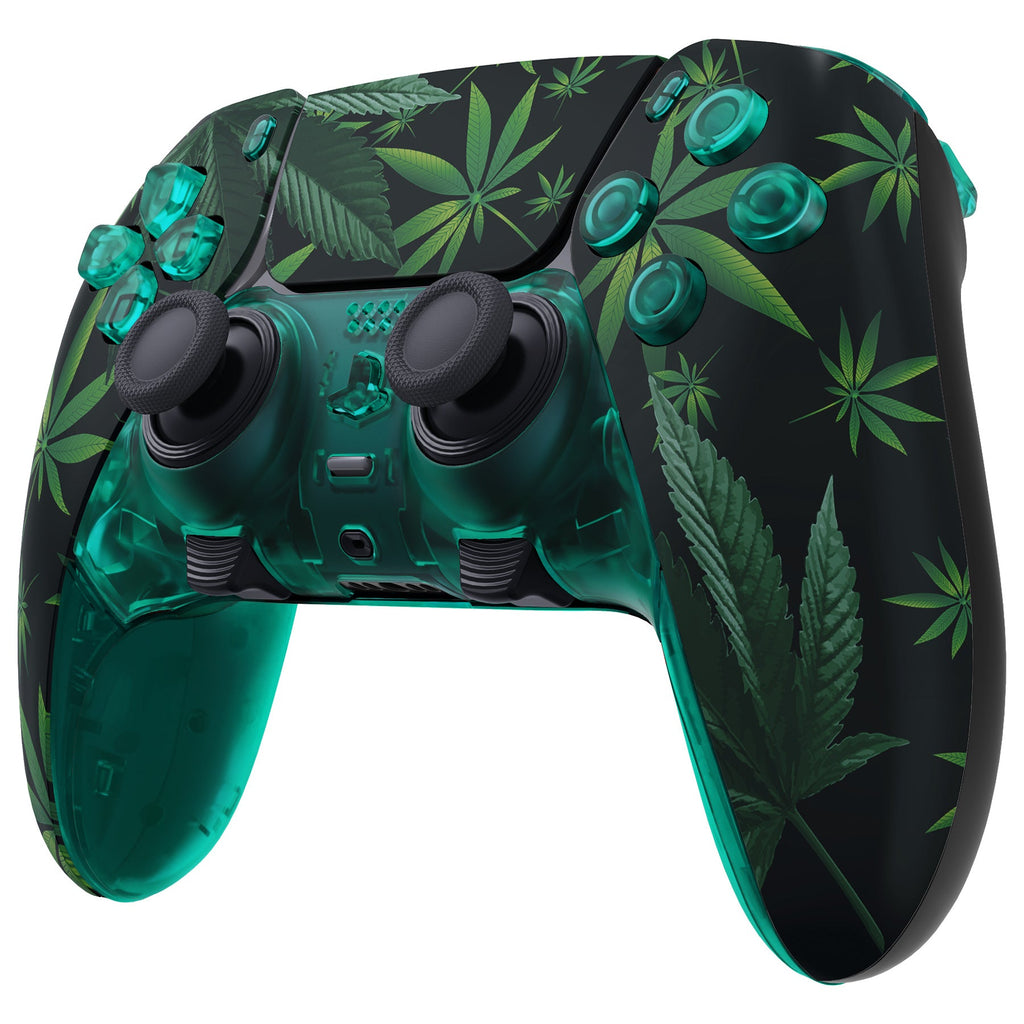 eXtremeRate Replacement Full Set Shells with Buttons Compatible with PS5 Edge Controller - Green Weeds eXtremeRate