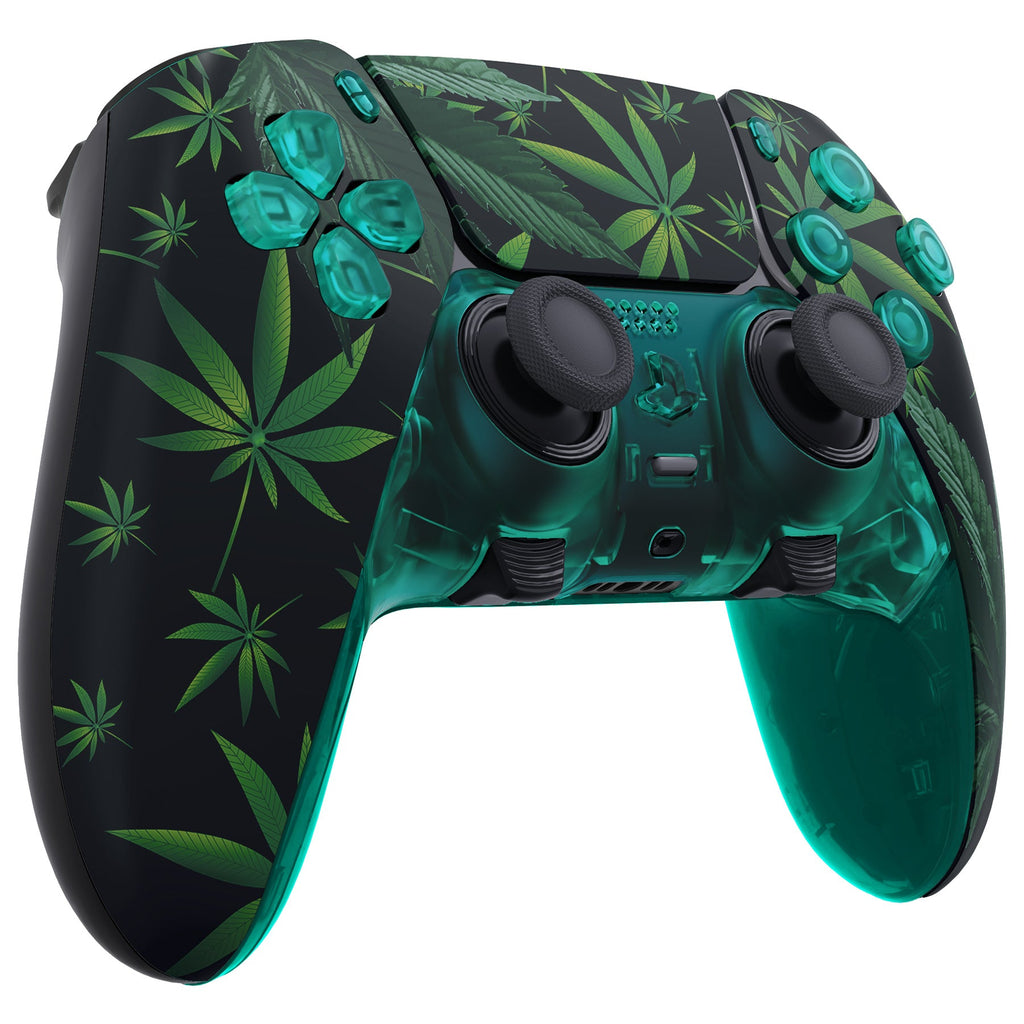 eXtremeRate Replacement Full Set Shells with Buttons Compatible with PS5 Edge Controller - Green Weeds eXtremeRate