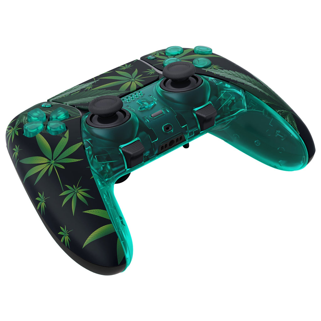 eXtremeRate Replacement Full Set Shells with Buttons Compatible with PS5 Edge Controller - Green Weeds eXtremeRate