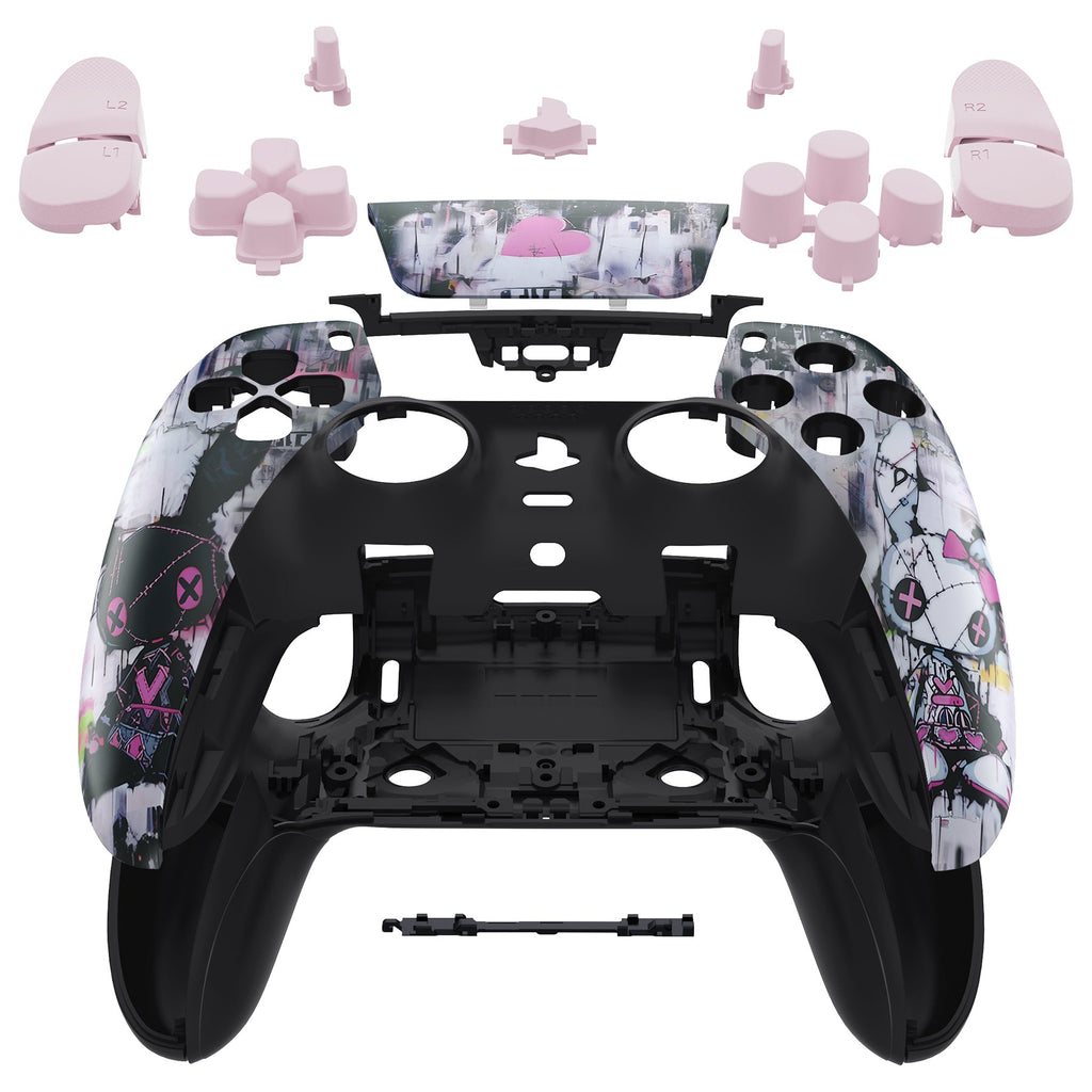 eXtremeRate Replacement Full Set Shells with Buttons Compatible with PS5 Edge Controller - Lovely Punky Bunny eXtremeRate