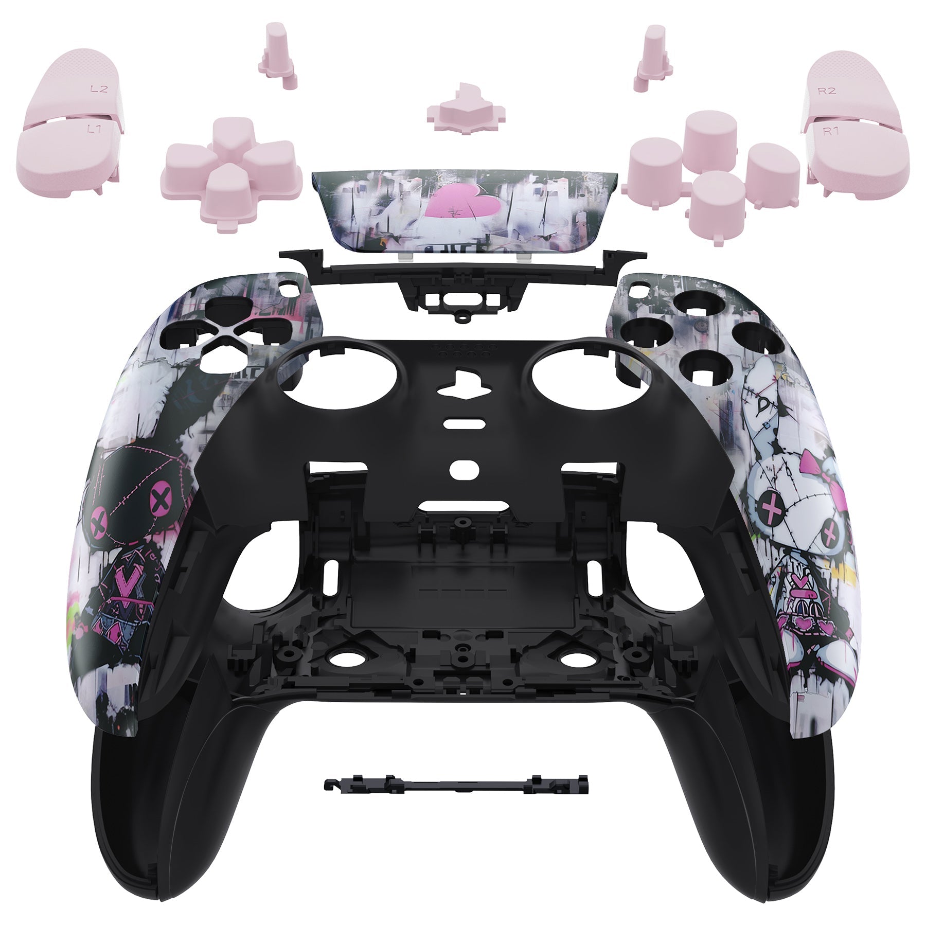 eXtremeRate Replacement Full Set Shells with Buttons Compatible with PS5 Edge Controller - Lovely Punky Bunny eXtremeRate