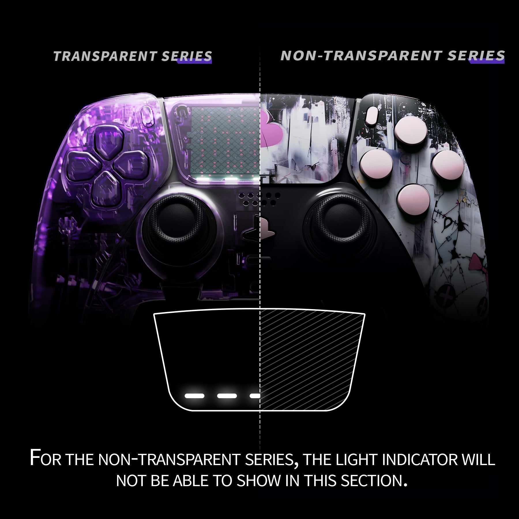 eXtremeRate Replacement Full Set Shells with Buttons Compatible with PS5 Edge Controller - Lovely Punky Bunny eXtremeRate