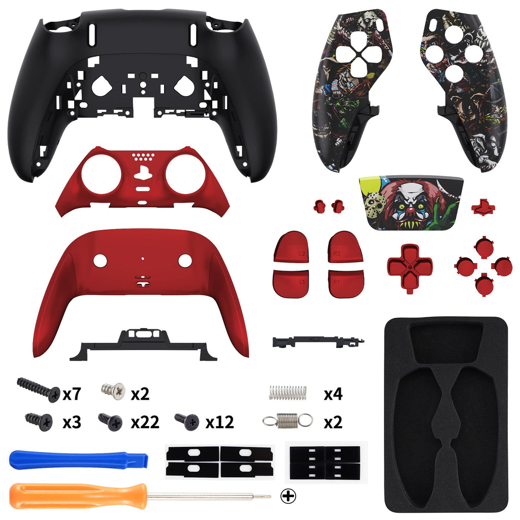 eXtremeRate Replacement Full Set Shells with Buttons Compatible with PS5 Edge Controller - Scary Party eXtremeRate