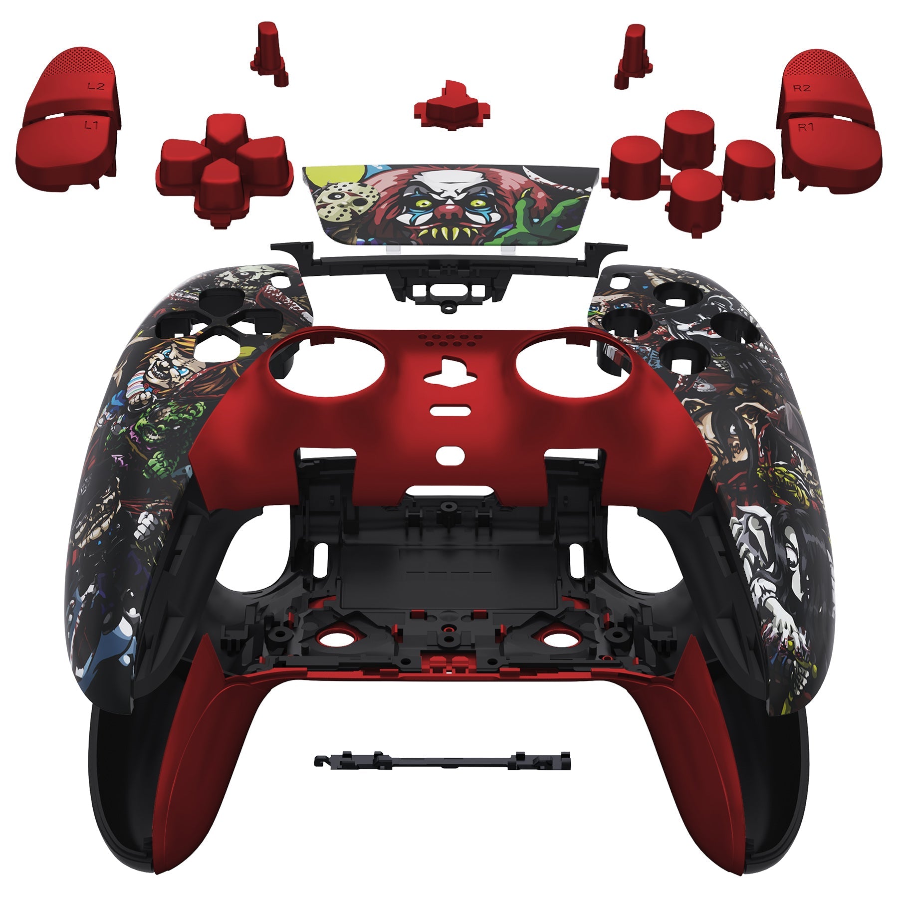 eXtremeRate Replacement Full Set Shells with Buttons Compatible with PS5 Edge Controller - Scary Party eXtremeRate