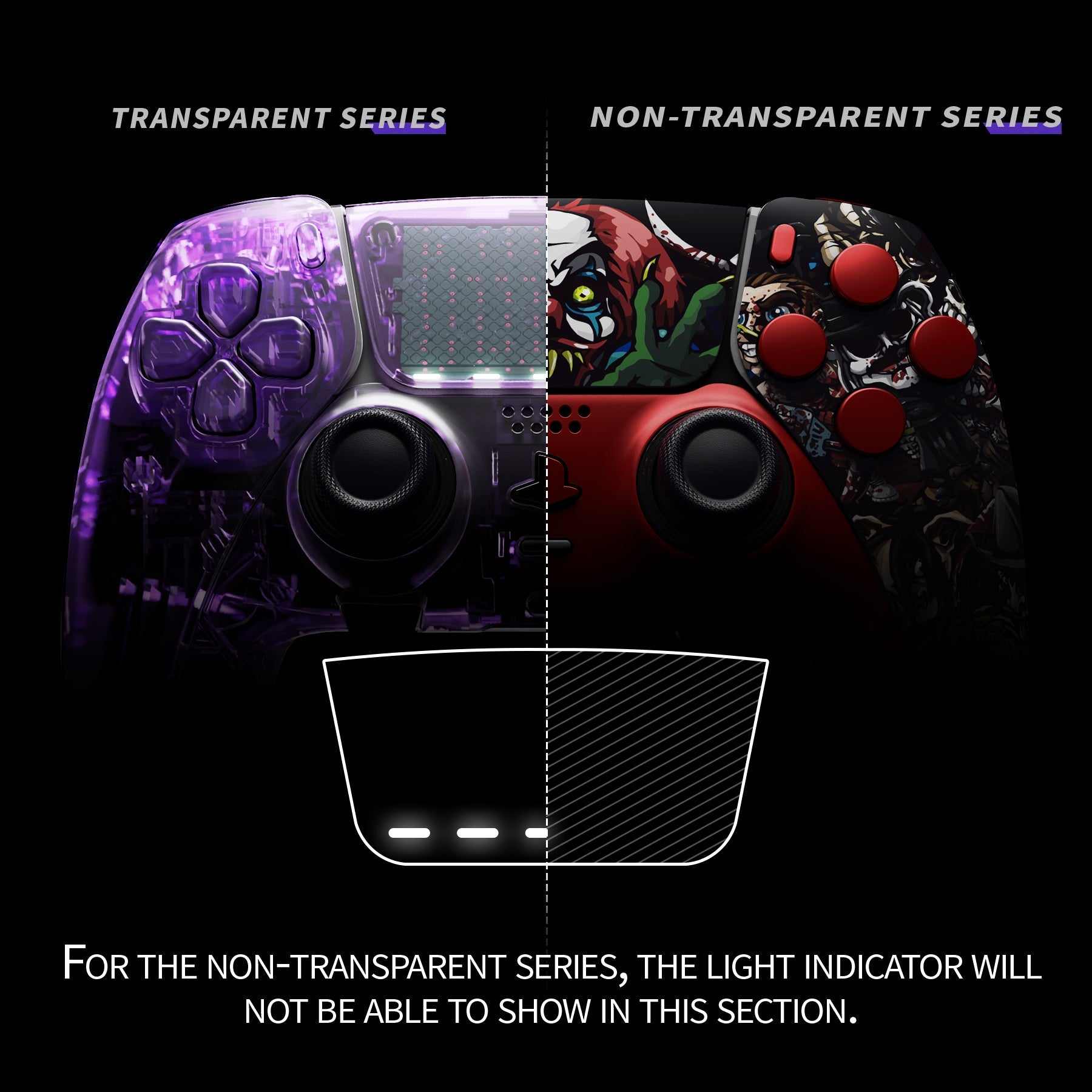 eXtremeRate Replacement Full Set Shells with Buttons Compatible with PS5 Edge Controller - Scary Party eXtremeRate