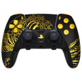 eXtremeRate Replacement Full Set Shells with Buttons Compatible with PS5 Edge Controller - The Great GOLDEN Wave Off Kanagawa - Black eXtremeRate