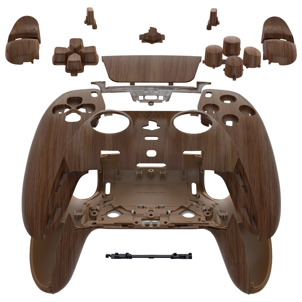 eXtremeRate Replacement Full Set Shells with Buttons Compatible with PS5 Edge Controller - Wood Grain eXtremeRate