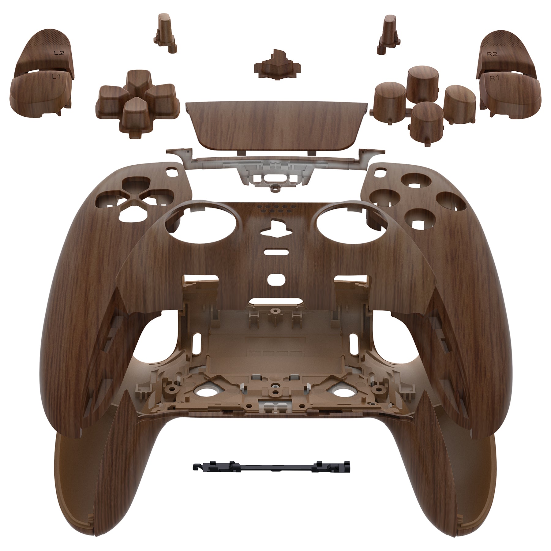 eXtremeRate Replacement Full Set Shells with Buttons Compatible with PS5 Edge Controller - Wood Grain eXtremeRate