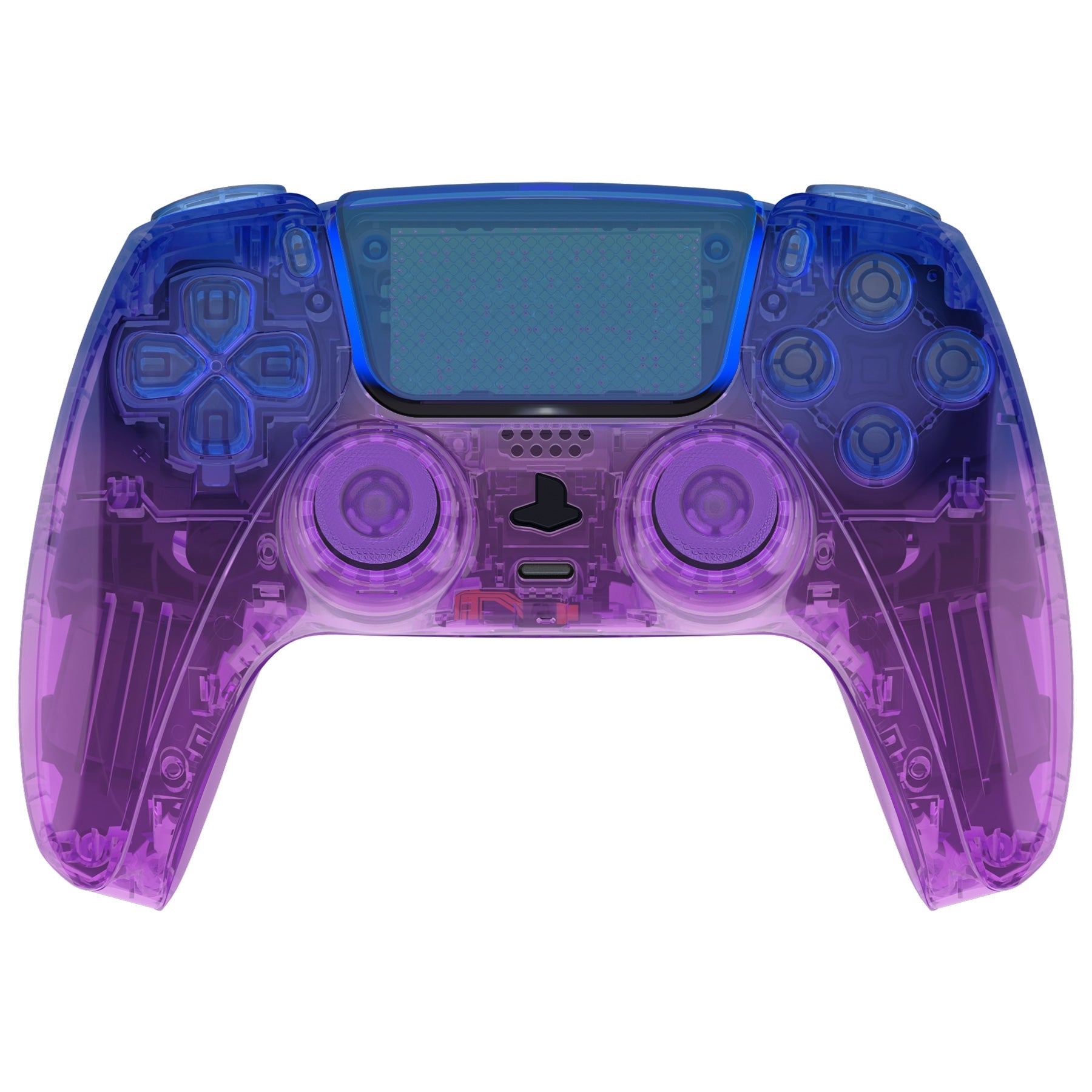 eXtremeRate Replacement Full Set Shells with Buttons Compatible with PS5 Controller BDM-030/040/050 - Gradient Translucent Bluebell eXtremeRate