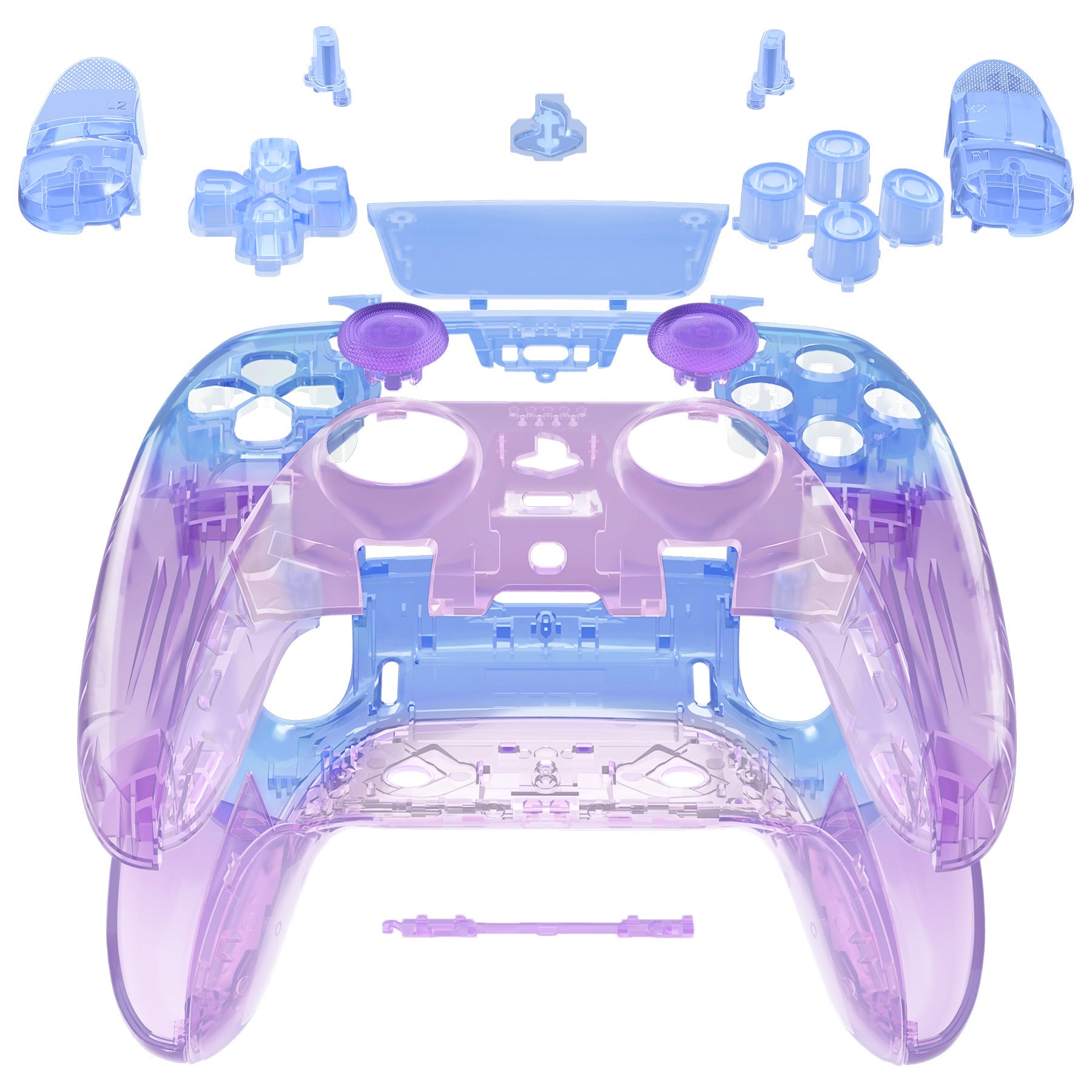 eXtremeRate Replacement Full Set Shells with Buttons Compatible with PS5 Edge Controller - Gradient Translucent Bluebell eXtremeRate