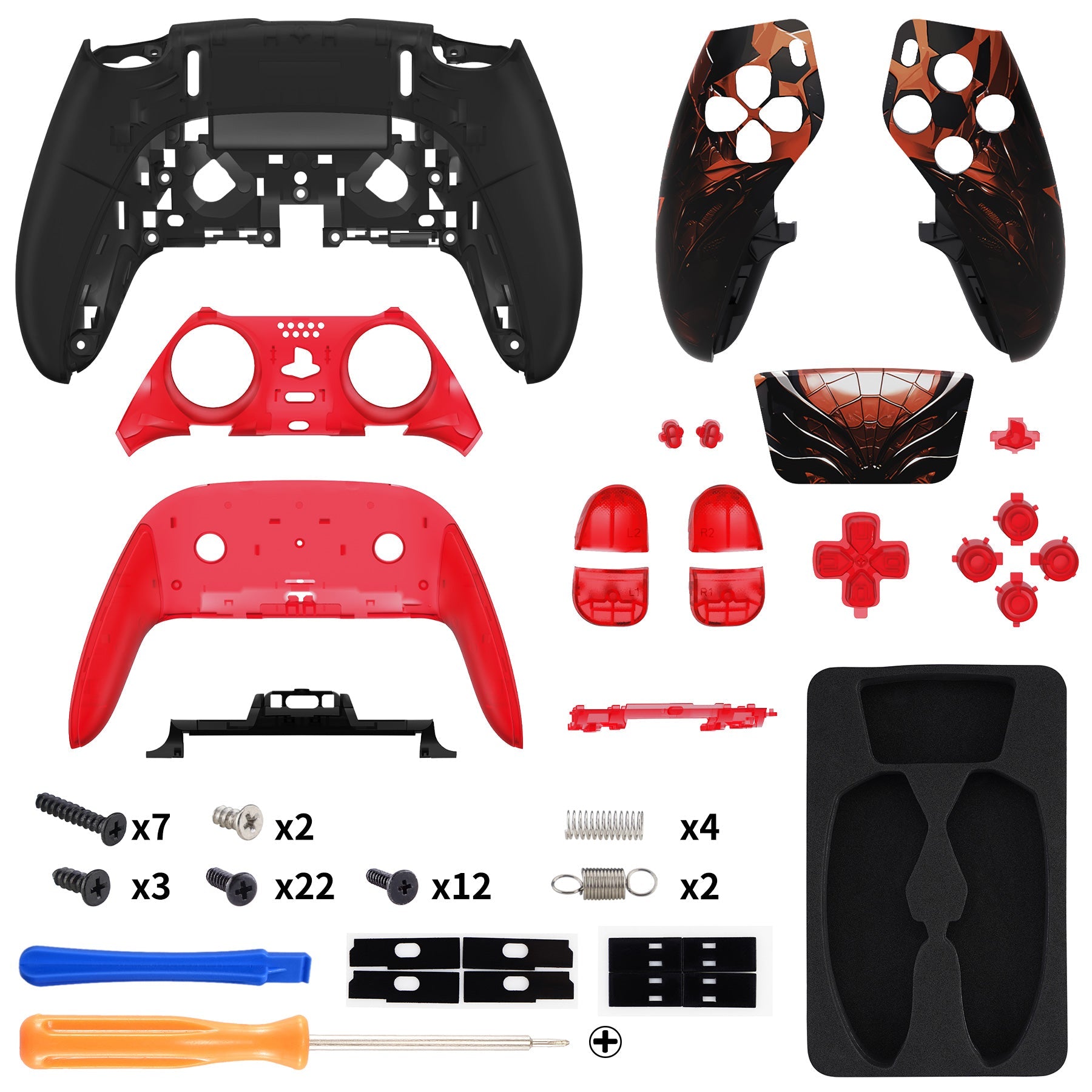 eXtremeRate Replacement Full Set Shells with Buttons Compatible with PS5 Edge Controller - Spider Armor eXtremeRate