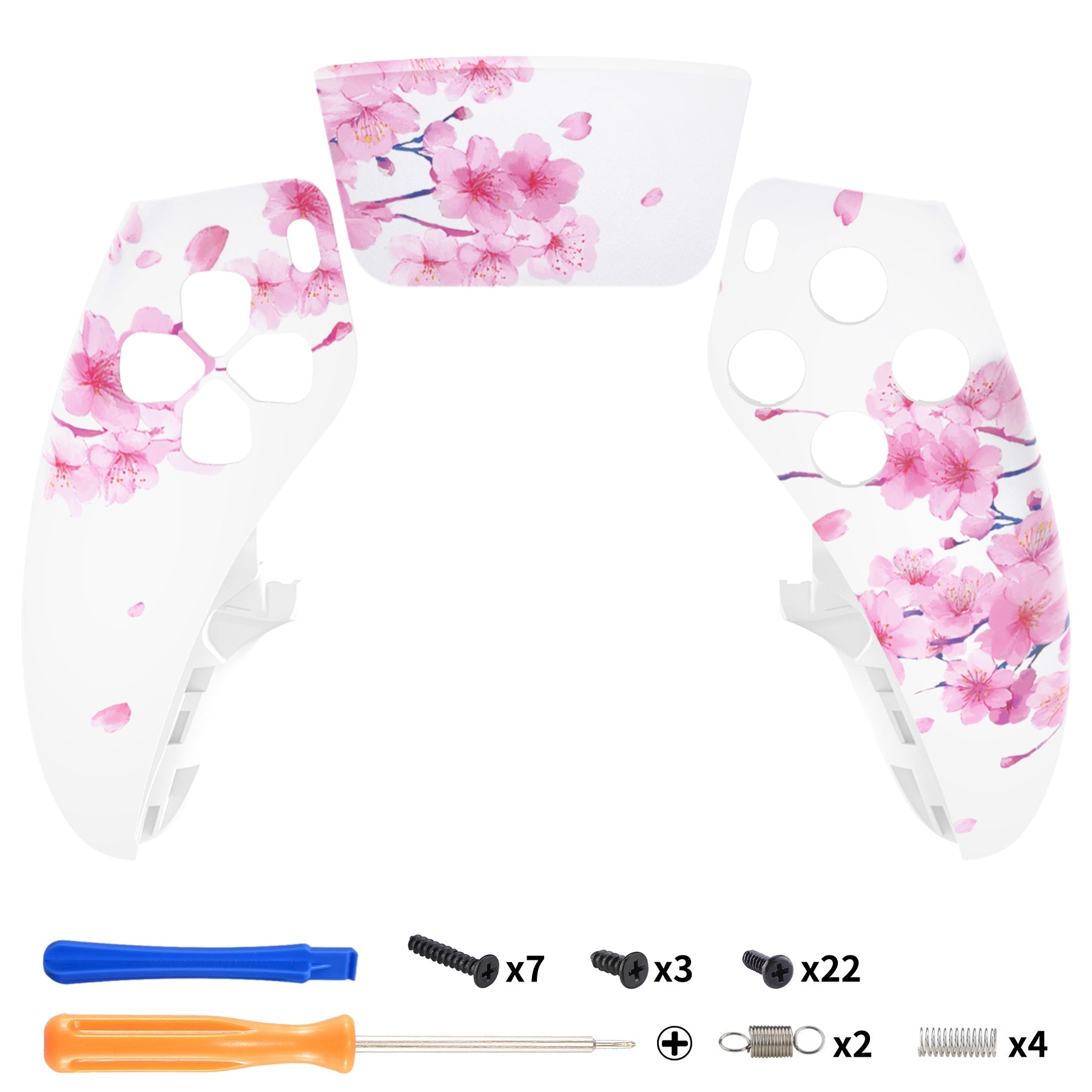 eXtremeRate Replacement Left Right Front Housing Shell with Touchpad Compatible with PS5 Edge Controller - Cherry Blossom Whisper eXtremeRate
