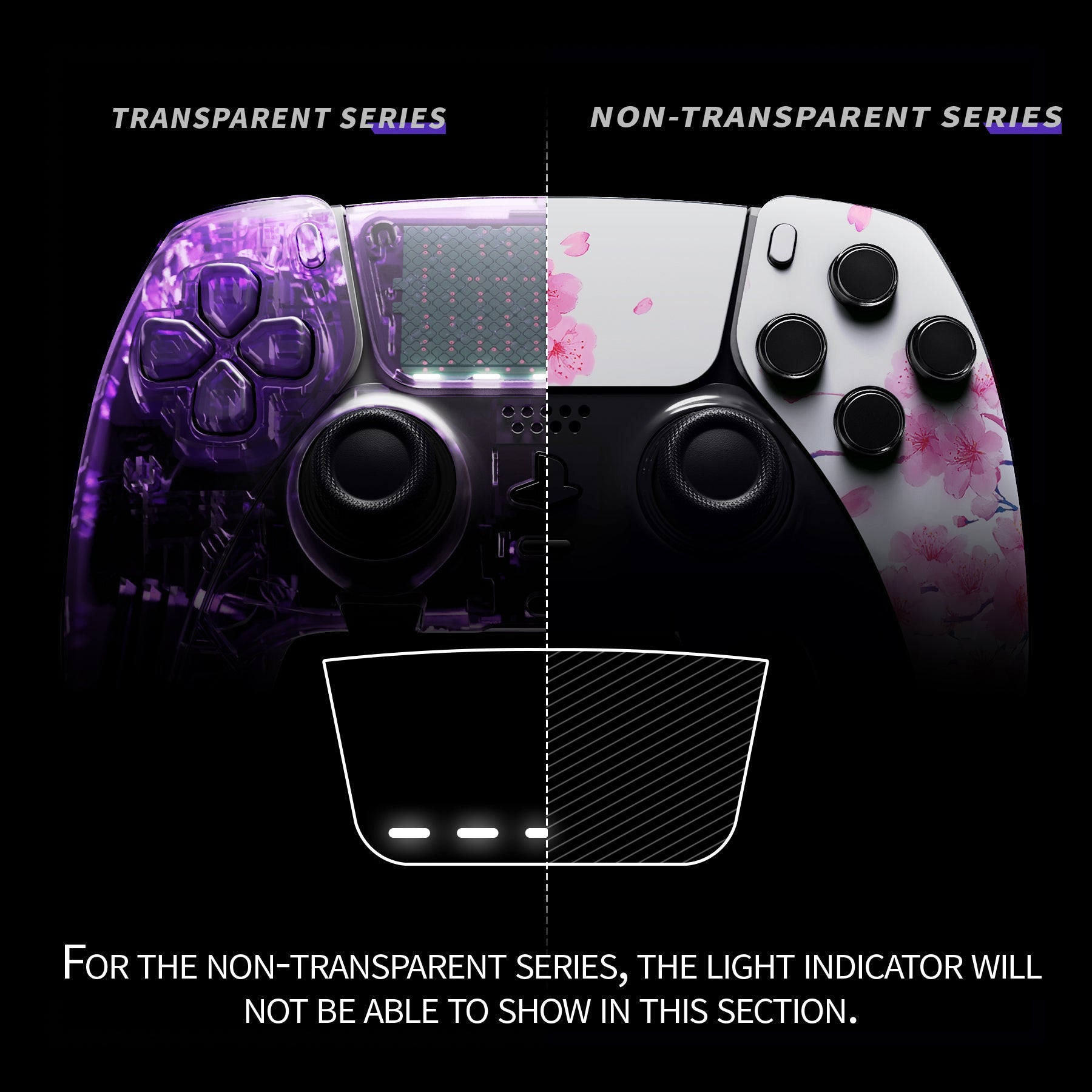 eXtremeRate Replacement Left Right Front Housing Shell with Touchpad Compatible with PS5 Edge Controller - Cherry Blossom Whisper eXtremeRate