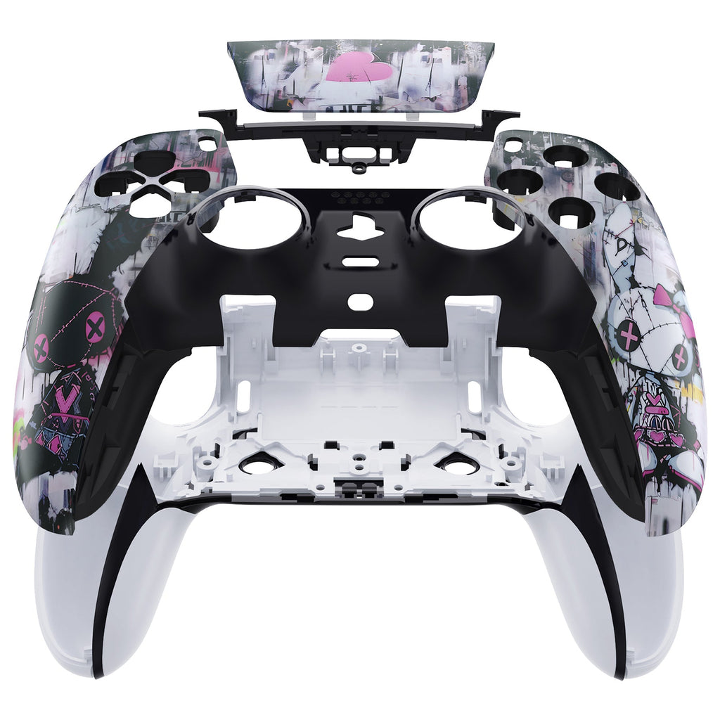 eXtremeRate Replacement Left Right Front Housing Shell with Touchpad Compatible with PS5 Edge Controller - Lovely Punky Bunny eXtremeRate