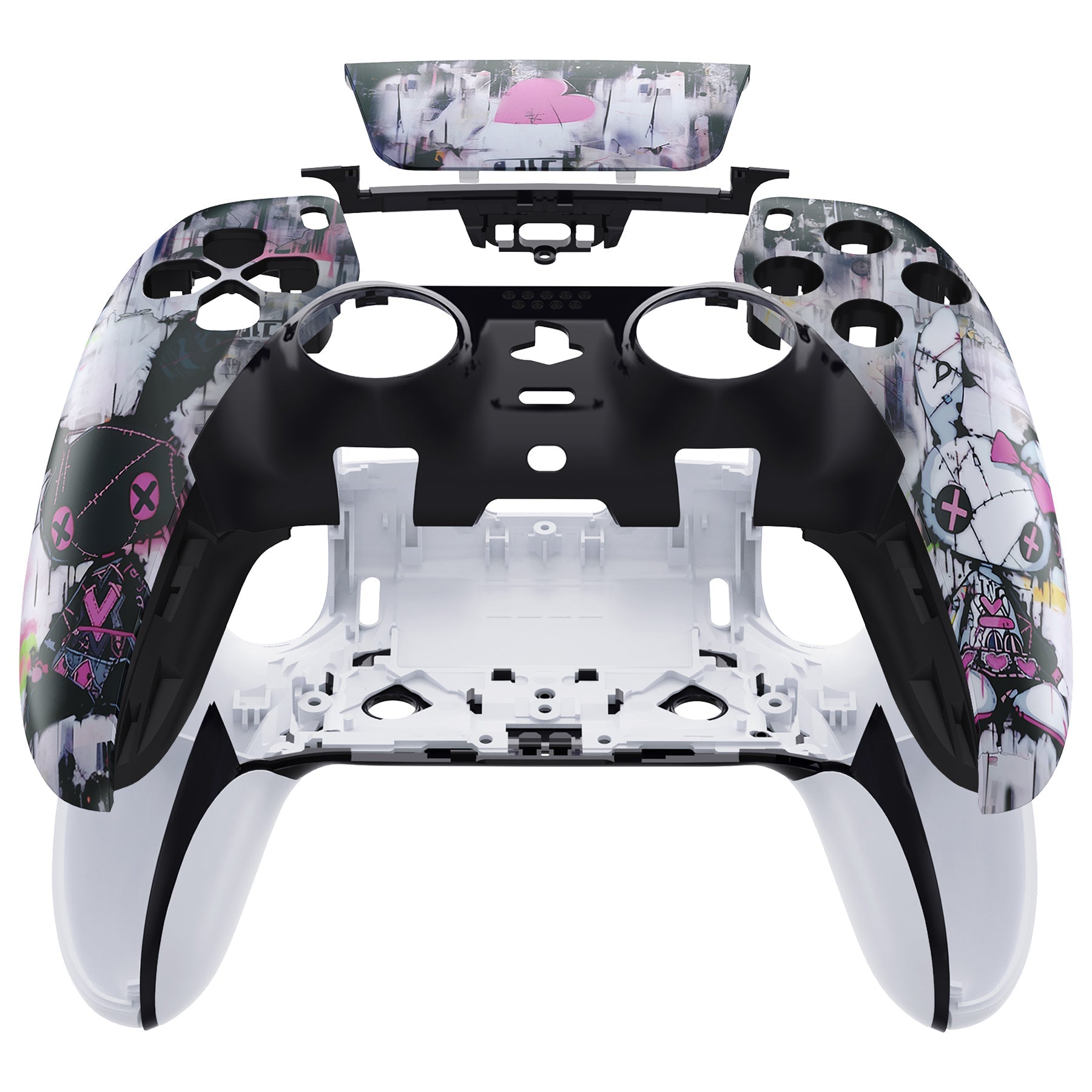 eXtremeRate Replacement Left Right Front Housing Shell with Touchpad Compatible with PS5 Edge Controller - Lovely Punky Bunny eXtremeRate