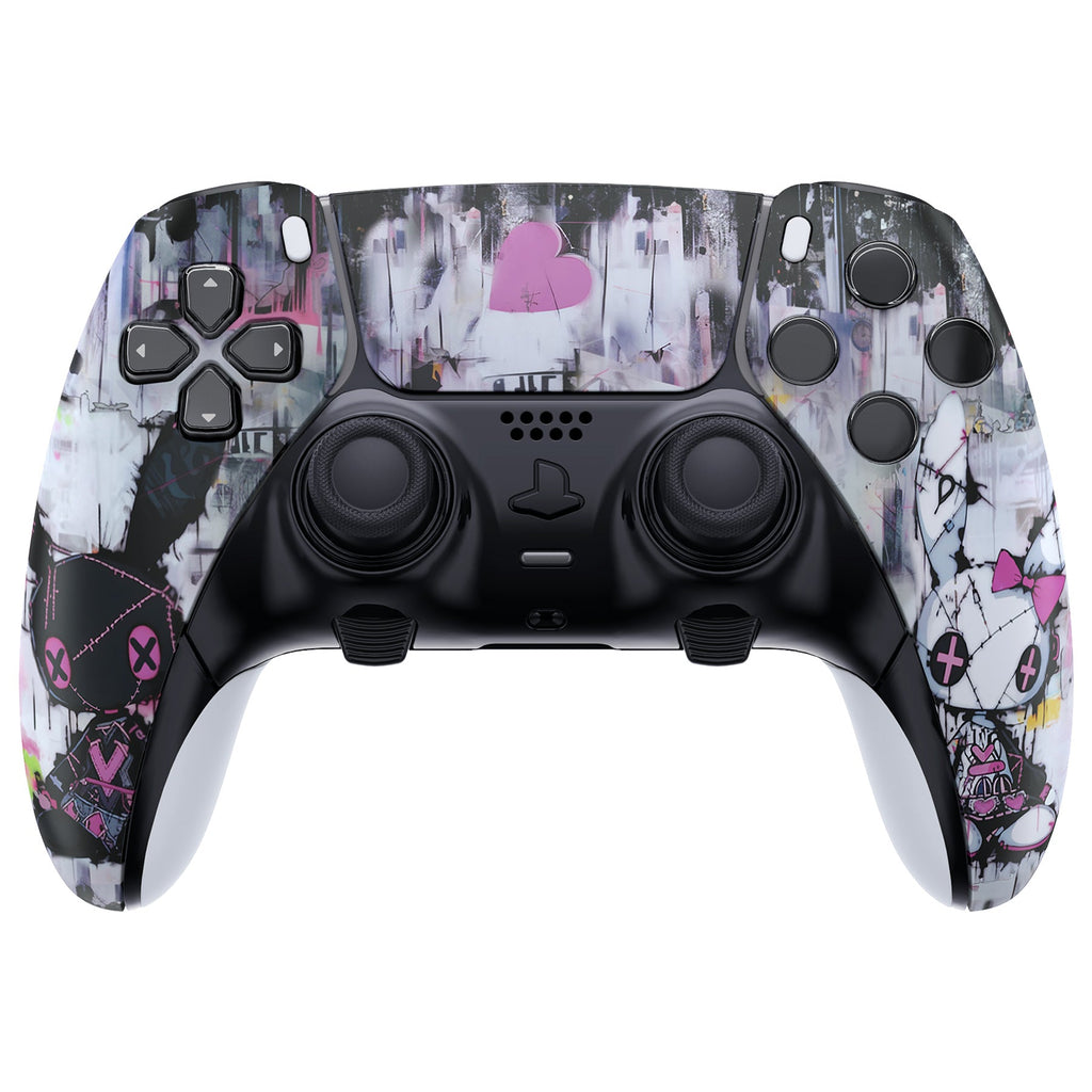 eXtremeRate Replacement Left Right Front Housing Shell with Touchpad Compatible with PS5 Edge Controller - Lovely Punky Bunny eXtremeRate