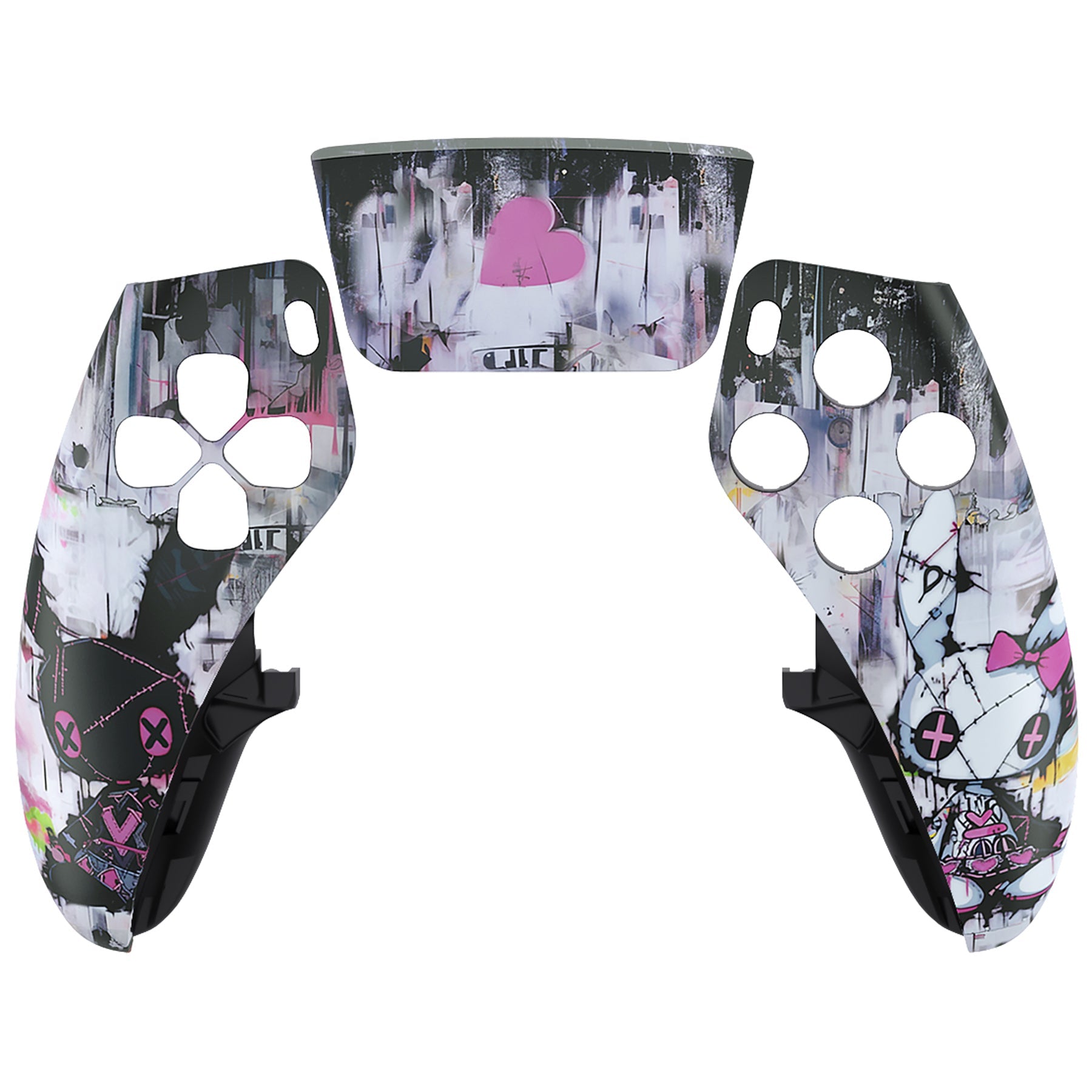 eXtremeRate Replacement Left Right Front Housing Shell with Touchpad Compatible with PS5 Edge Controller - Lovely Punky Bunny eXtremeRate
