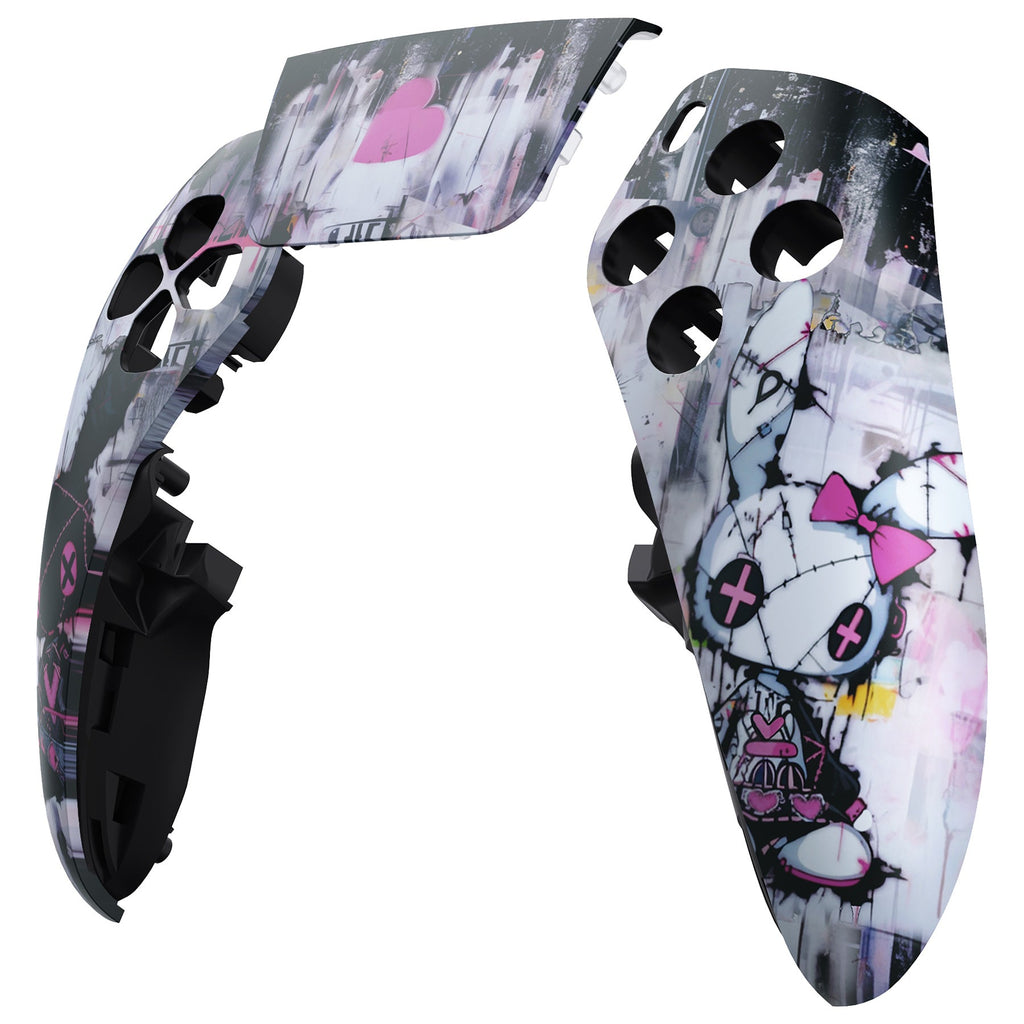eXtremeRate Replacement Left Right Front Housing Shell with Touchpad Compatible with PS5 Edge Controller - Lovely Punky Bunny eXtremeRate