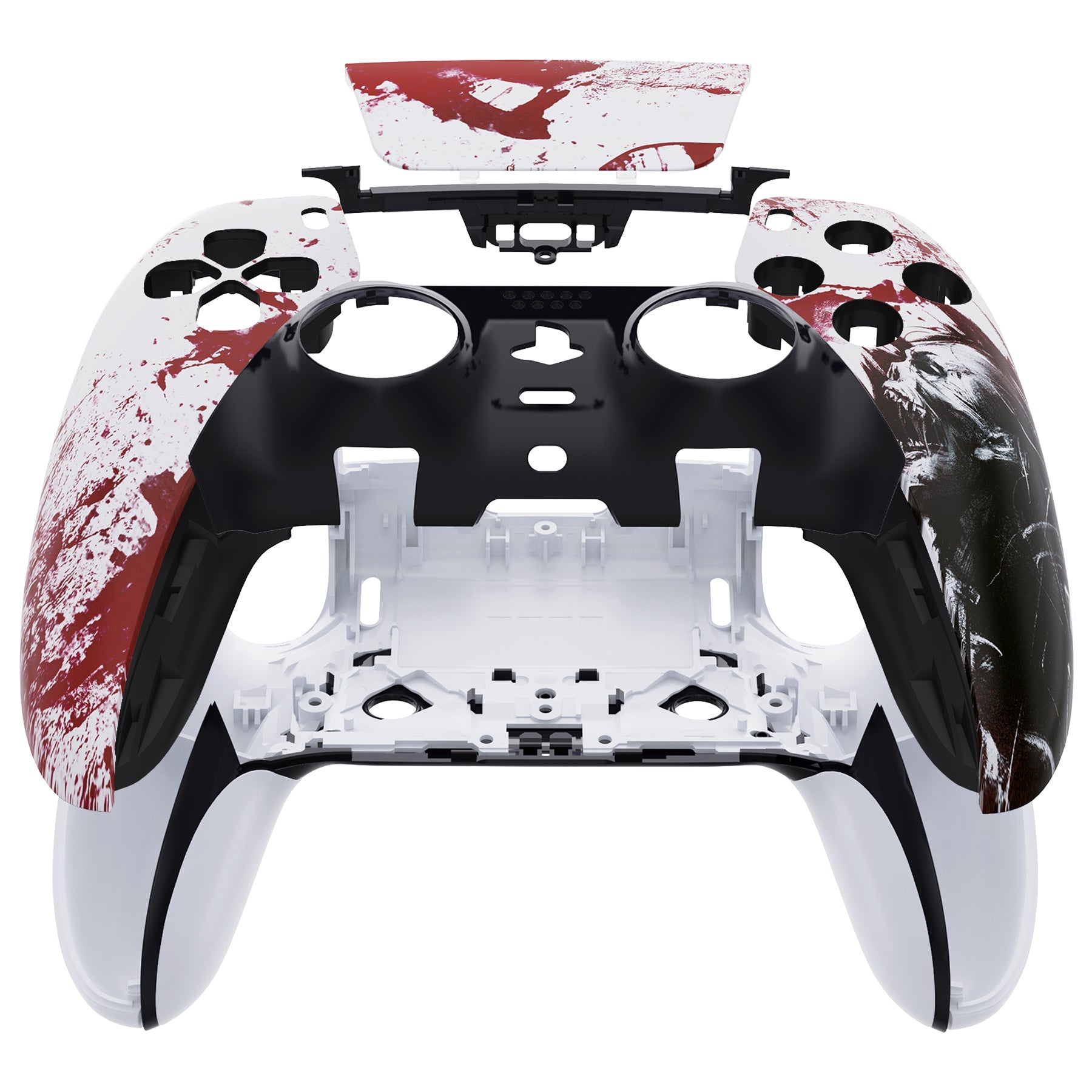 eXtremeRate Replacement Left Right Front Housing Shell with Touchpad Compatible with PS5 Edge Controller - Blood Zombie eXtremeRate