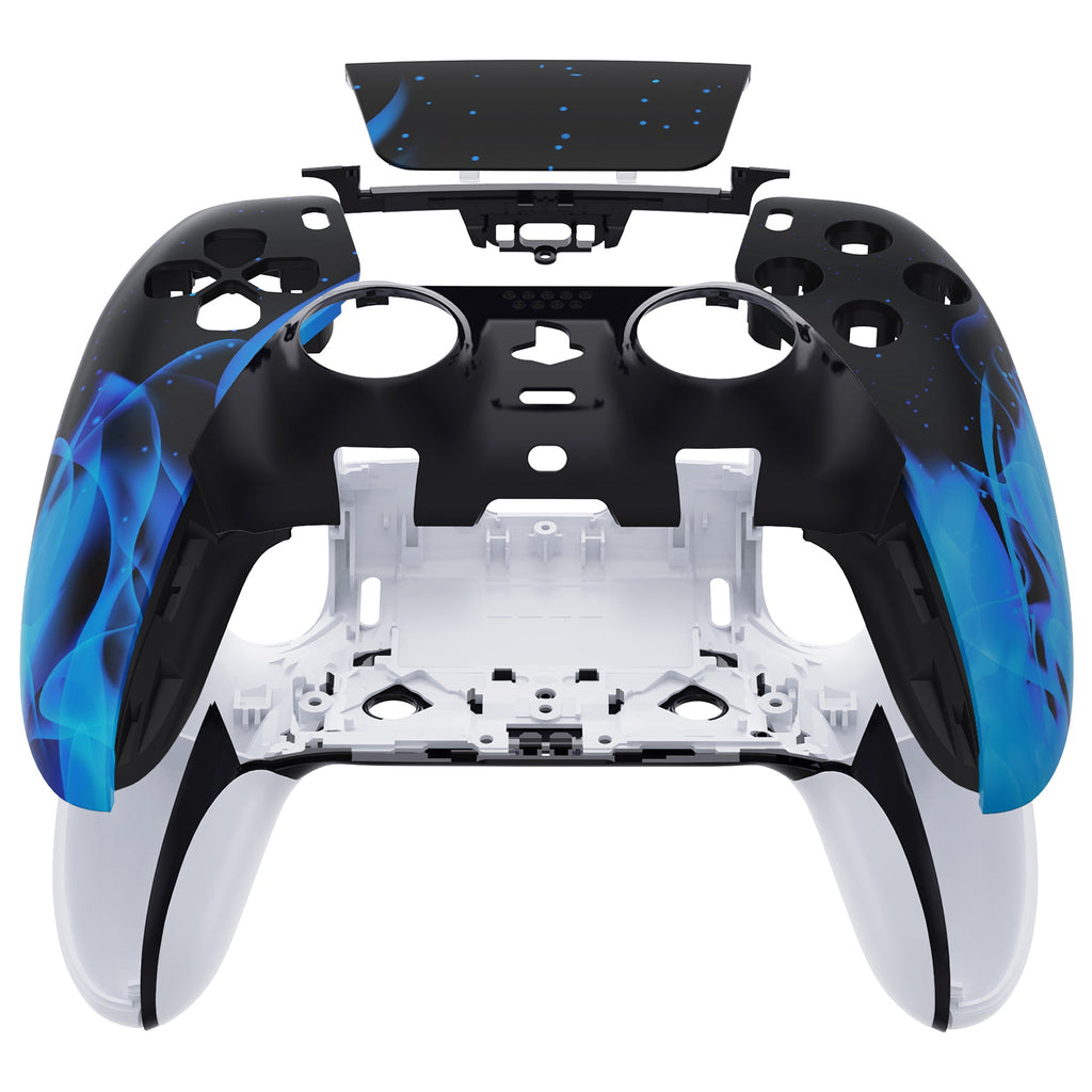 eXtremeRate Replacement Left Right Front Housing Shell with Touchpad Compatible with PS5 Edge Controller - Blue Flame eXtremeRate