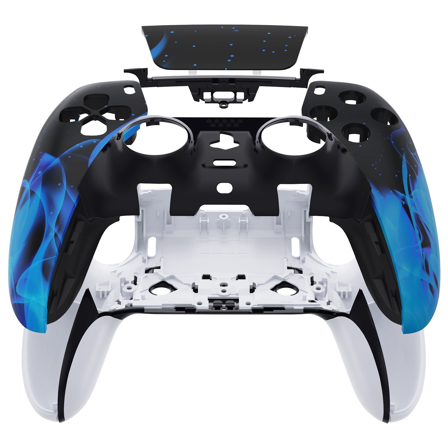 eXtremeRate Replacement Left Right Front Housing Shell with Touchpad Compatible with PS5 Edge Controller - Blue Flame eXtremeRate