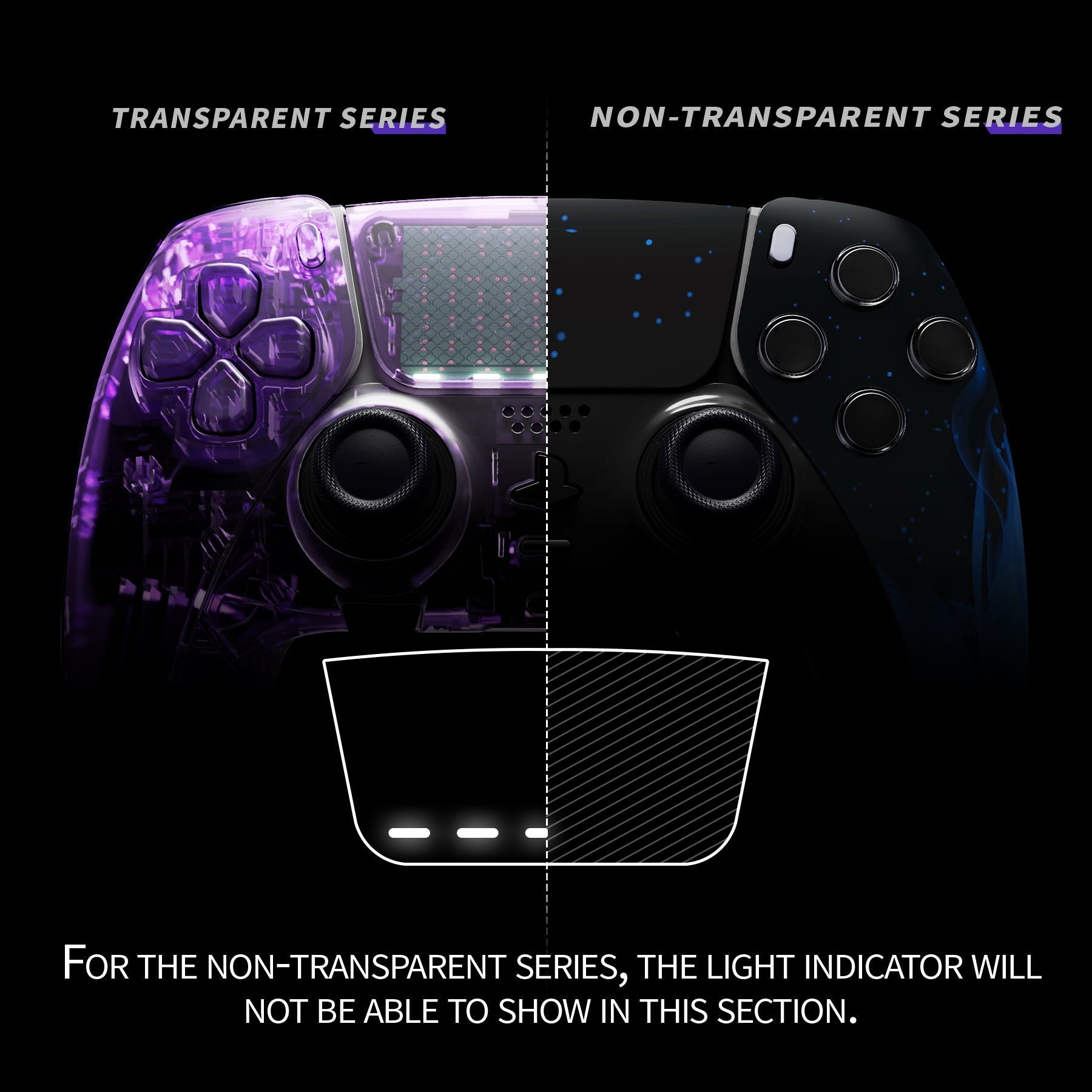 eXtremeRate Replacement Left Right Front Housing Shell with Touchpad Compatible with PS5 Edge Controller - Blue Flame eXtremeRate