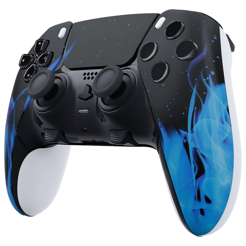 eXtremeRate Replacement Left Right Front Housing Shell with Touchpad Compatible with PS5 Edge Controller - Blue Flame eXtremeRate