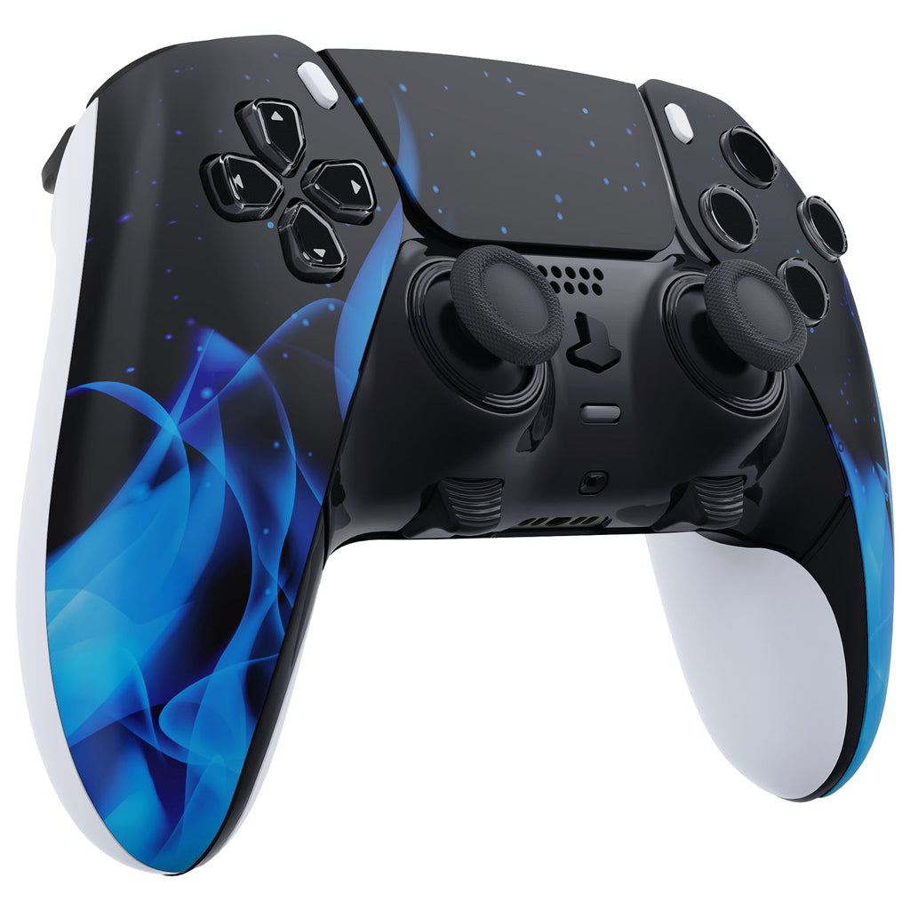 eXtremeRate Replacement Left Right Front Housing Shell with Touchpad Compatible with PS5 Edge Controller - Blue Flame eXtremeRate