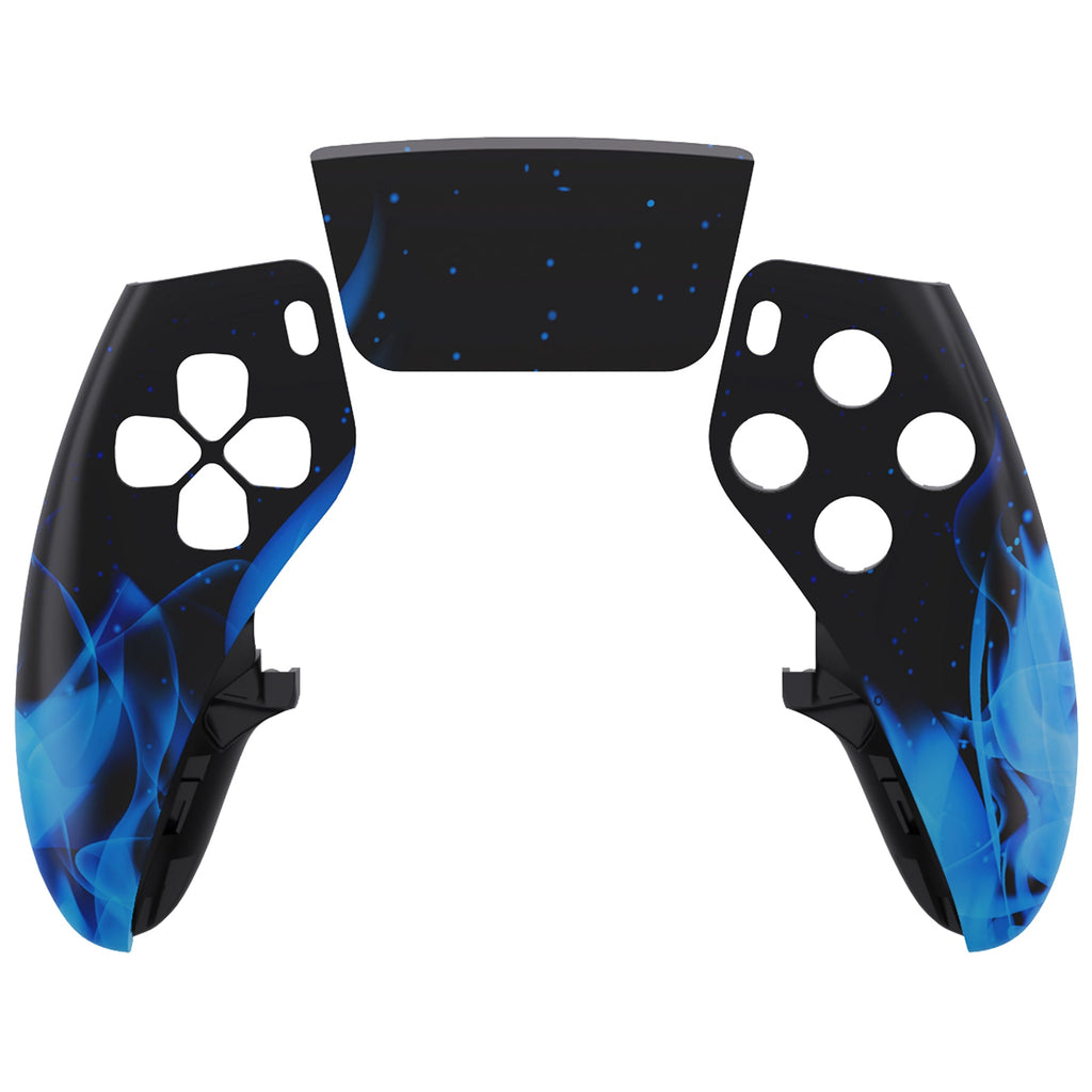 eXtremeRate Replacement Left Right Front Housing Shell with Touchpad Compatible with PS5 Edge Controller - Blue Flame eXtremeRate