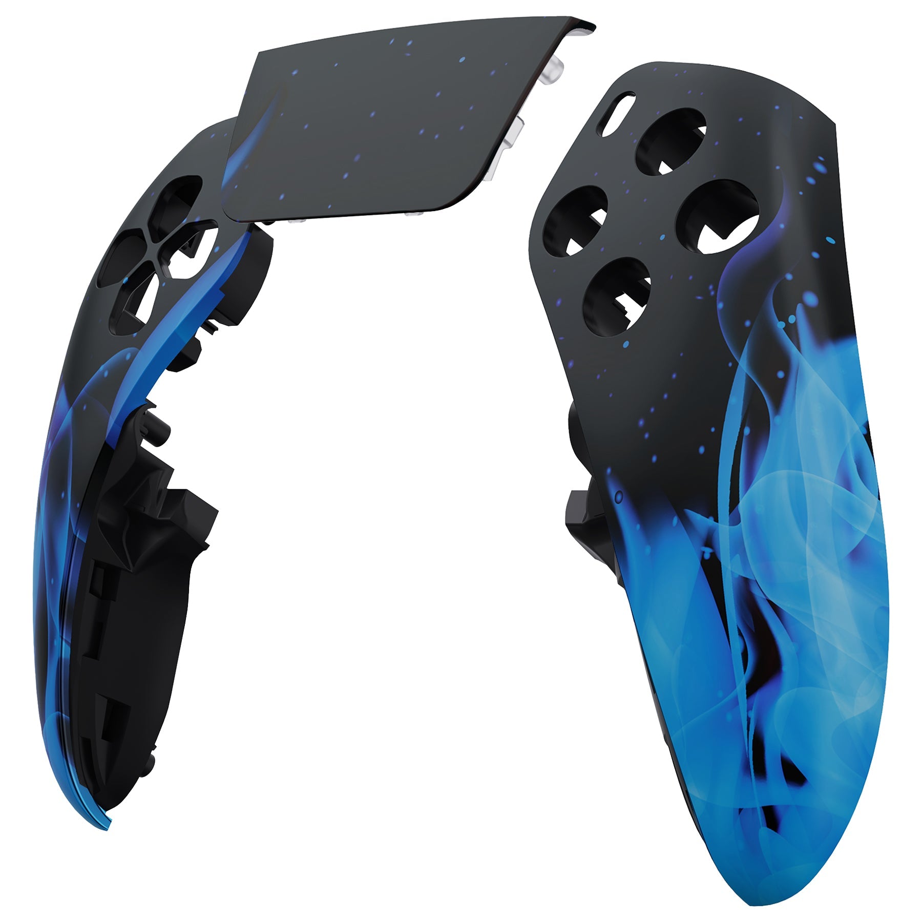 eXtremeRate Replacement Left Right Front Housing Shell with Touchpad Compatible with PS5 Edge Controller - Blue Flame eXtremeRate