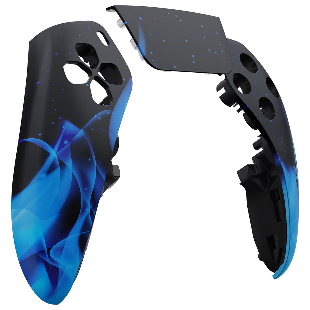 eXtremeRate Replacement Left Right Front Housing Shell with Touchpad Compatible with PS5 Edge Controller - Blue Flame eXtremeRate