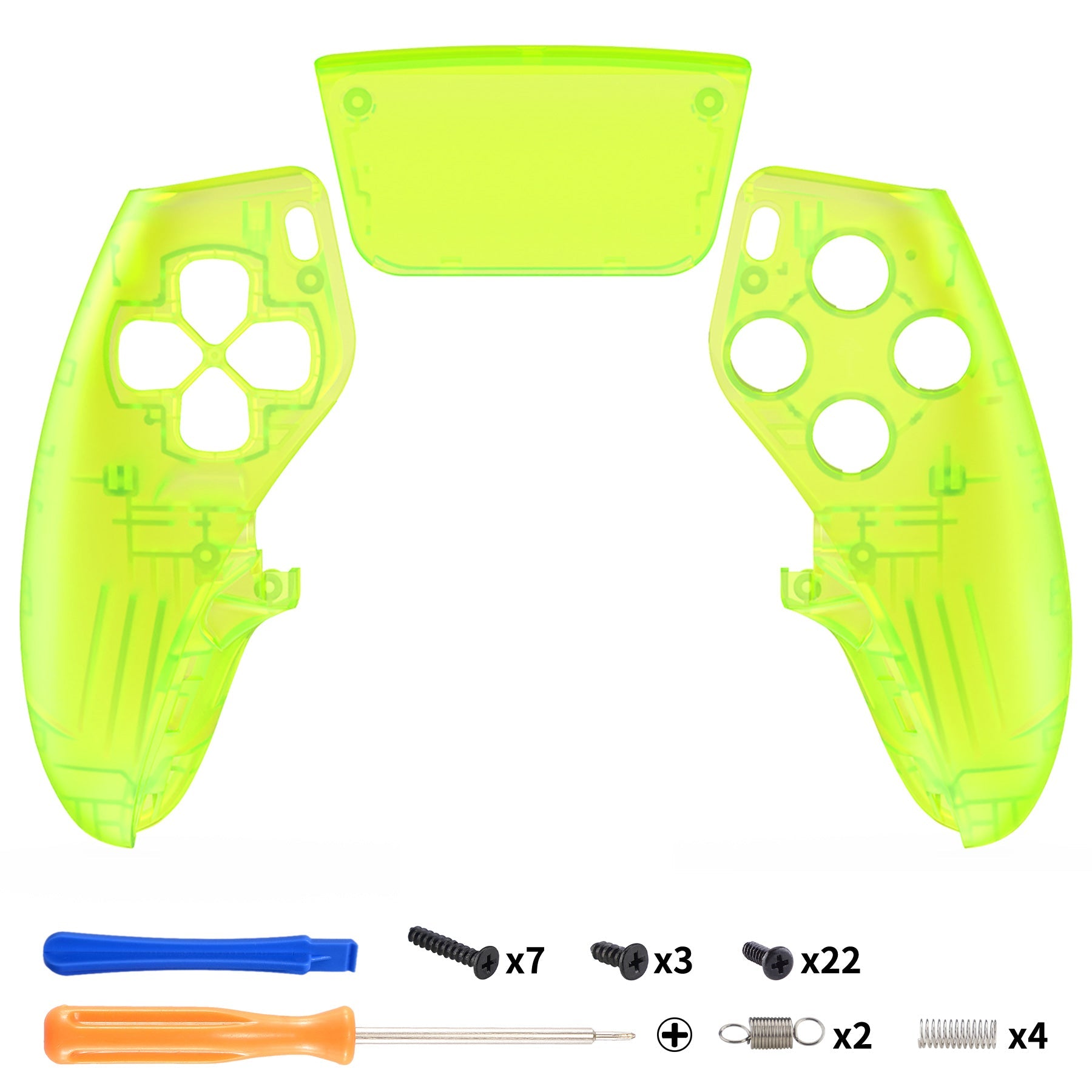 eXtremeRate Replacement Left Right Front Housing Shell with Touchpad Compatible with PS5 Edge Controller - Clear Lime Green eXtremeRate
