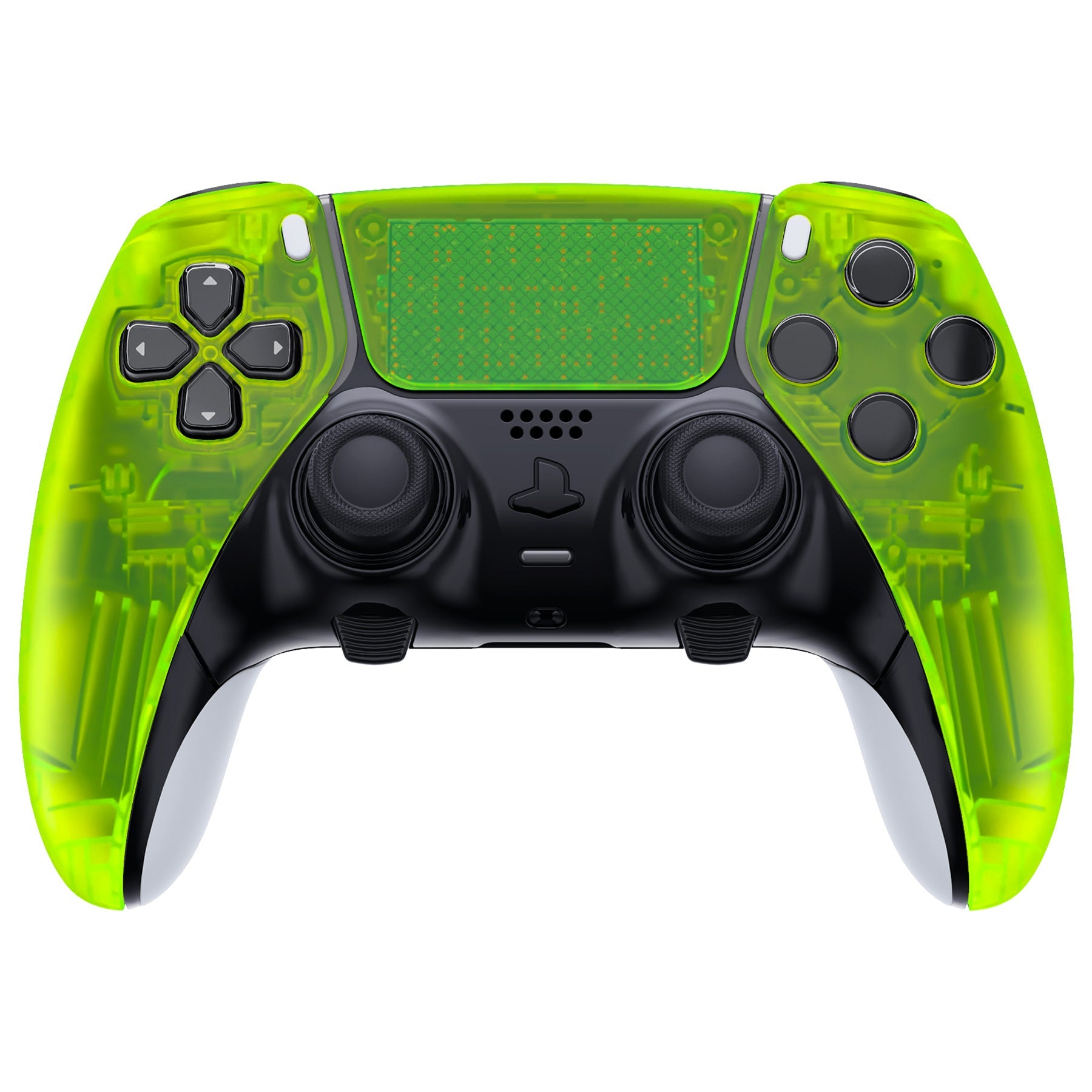 eXtremeRate Replacement Left Right Front Housing Shell with Touchpad Compatible with PS5 Edge Controller - Clear Lime Green eXtremeRate