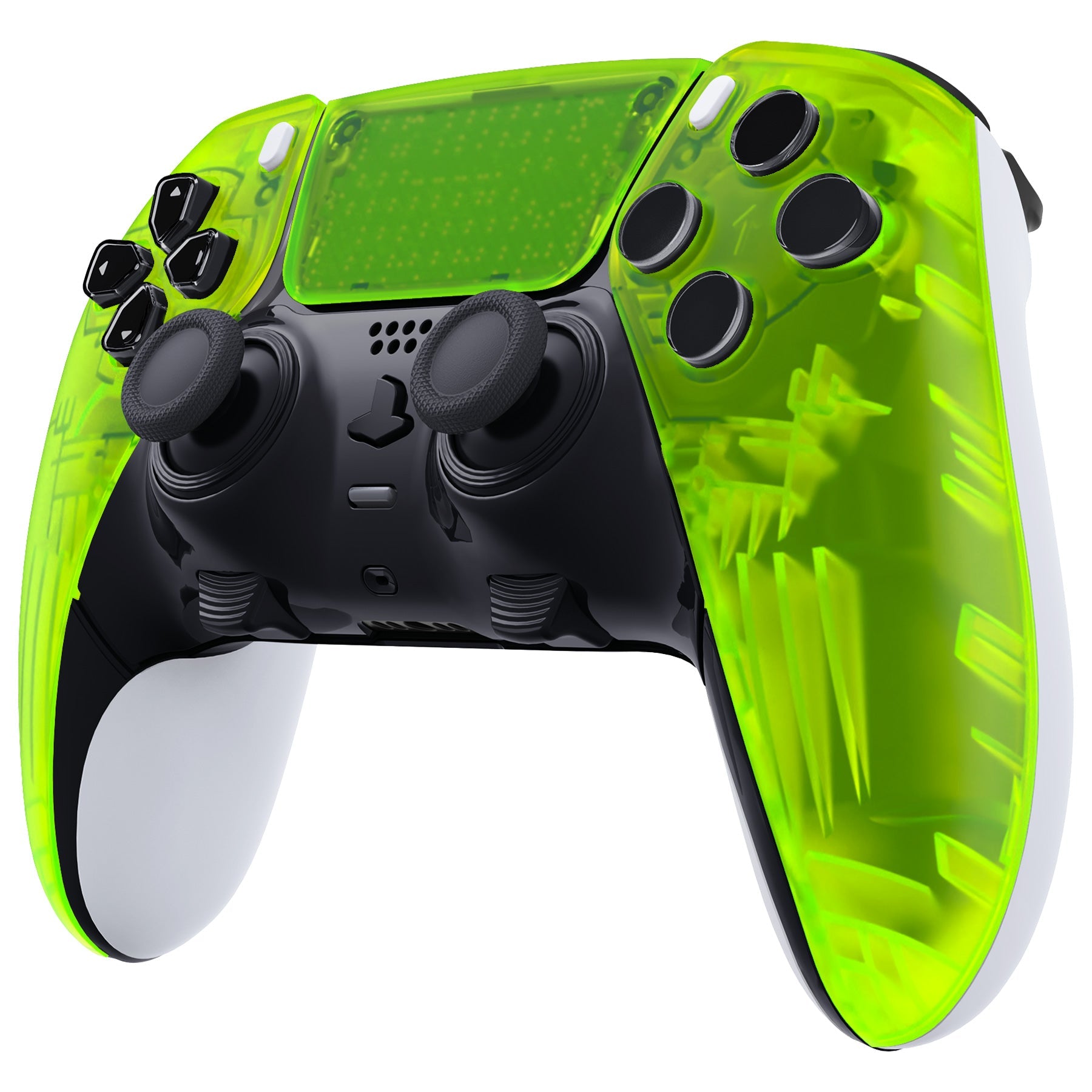 eXtremeRate Replacement Left Right Front Housing Shell with Touchpad Compatible with PS5 Edge Controller - Clear Lime Green eXtremeRate