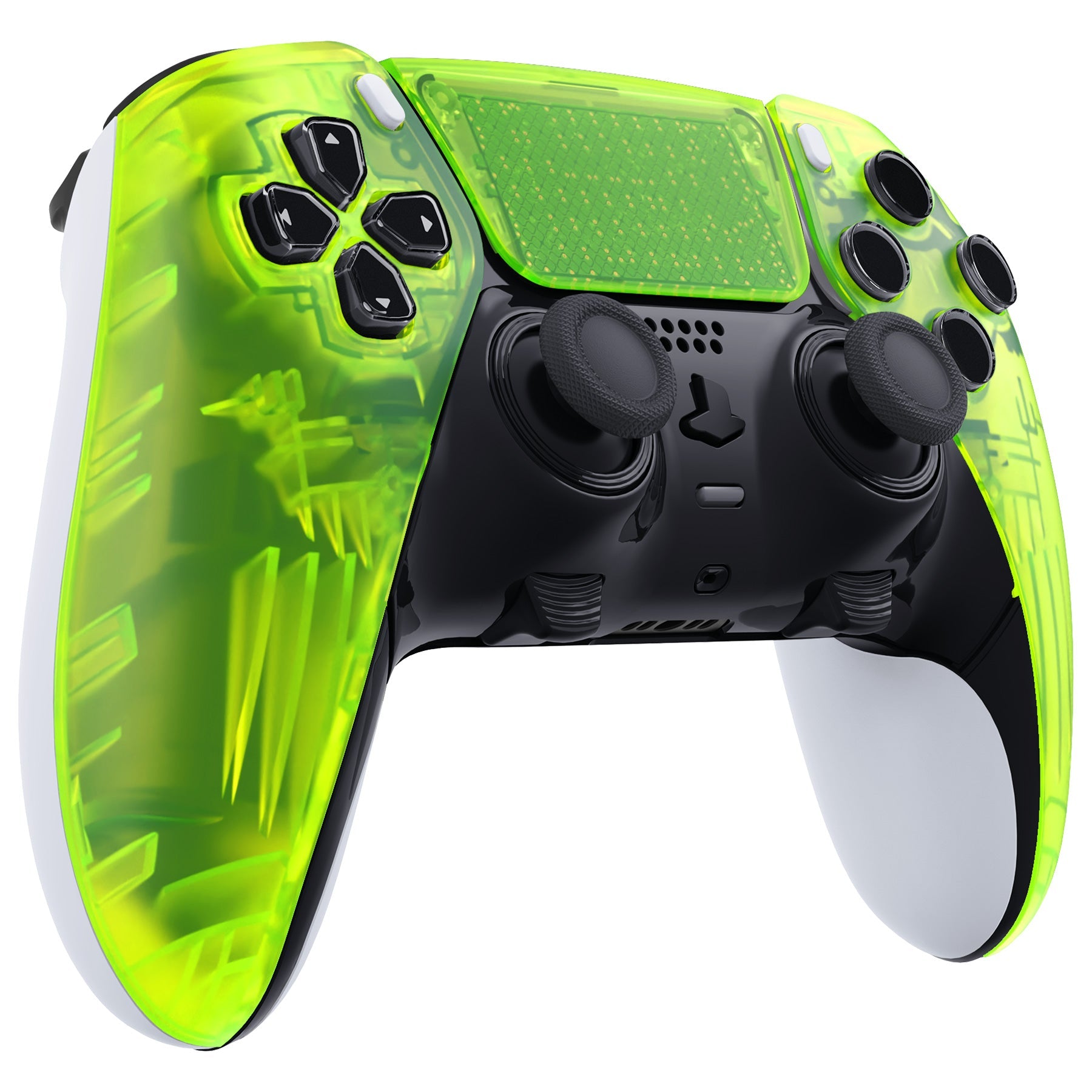 eXtremeRate Replacement Left Right Front Housing Shell with Touchpad Compatible with PS5 Edge Controller - Clear Lime Green eXtremeRate