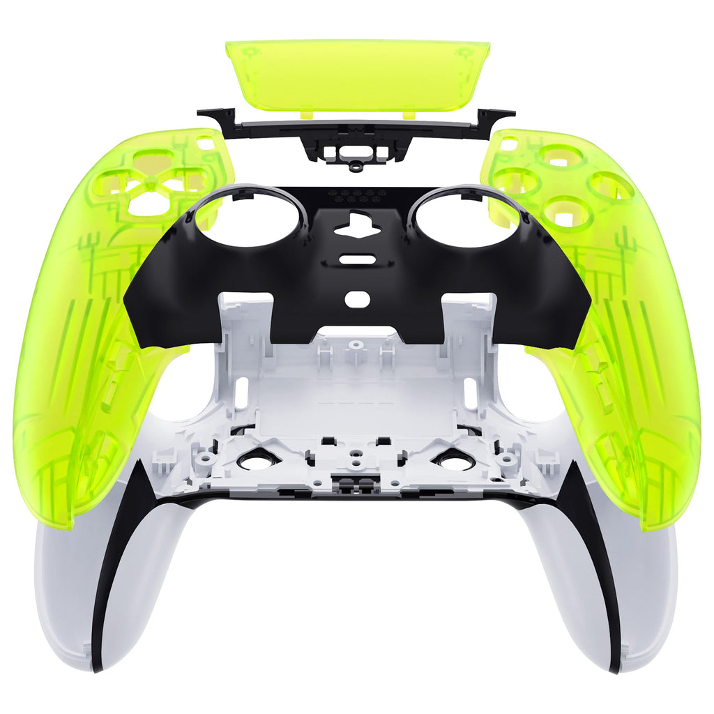eXtremeRate Replacement Left Right Front Housing Shell with Touchpad Compatible with PS5 Edge Controller - Clear Lime Green eXtremeRate