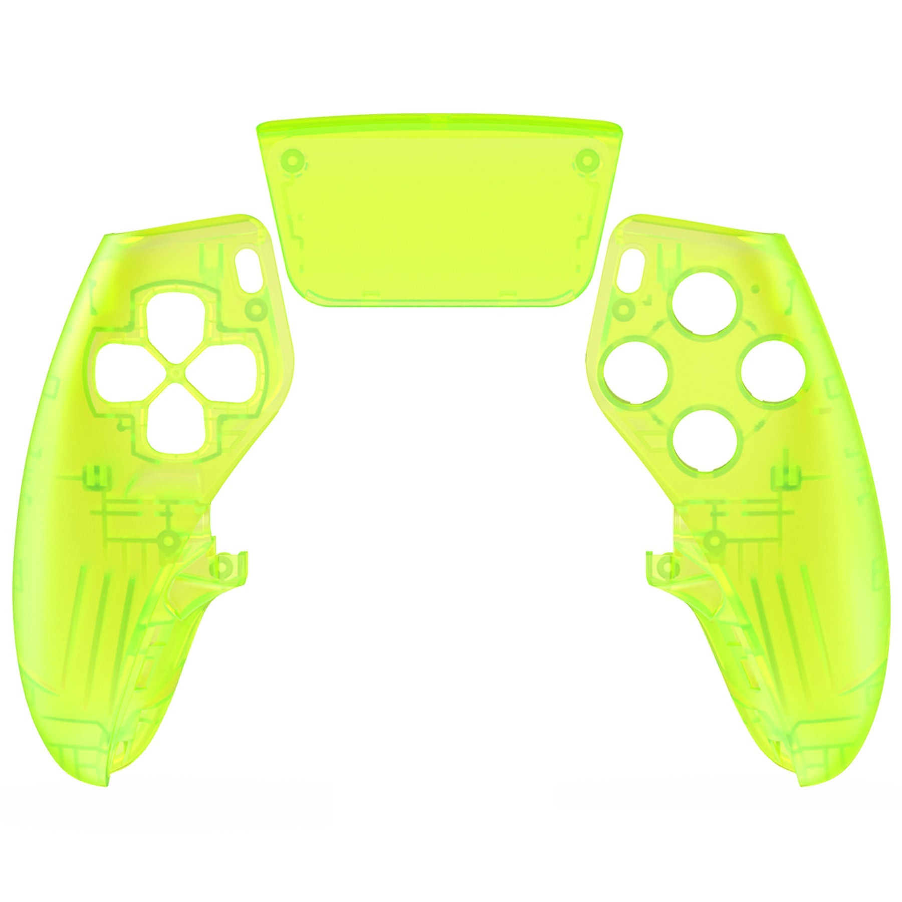 eXtremeRate Replacement Left Right Front Housing Shell with Touchpad Compatible with PS5 Edge Controller - Clear Lime Green eXtremeRate