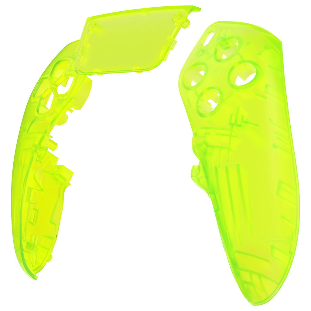 eXtremeRate Replacement Left Right Front Housing Shell with Touchpad Compatible with PS5 Edge Controller - Clear Lime Green eXtremeRate