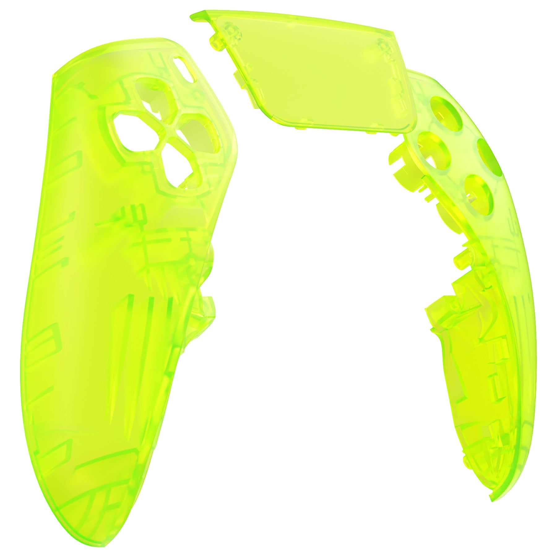 eXtremeRate Replacement Left Right Front Housing Shell with Touchpad Compatible with PS5 Edge Controller - Clear Lime Green eXtremeRate