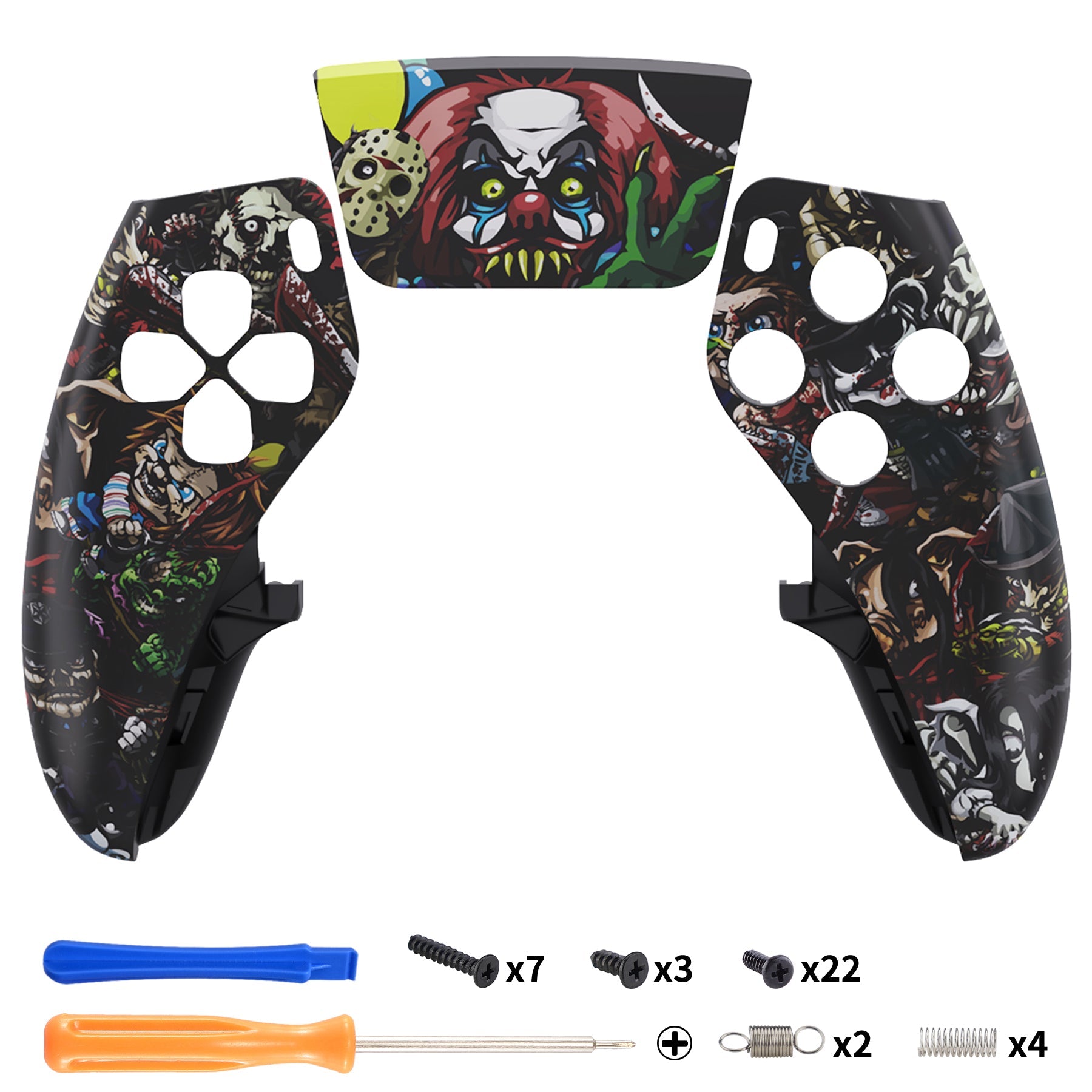 eXtremeRate Replacement Left Right Front Housing Shell with Touchpad Compatible with PS5 Edge Controller - Scary Party eXtremeRate