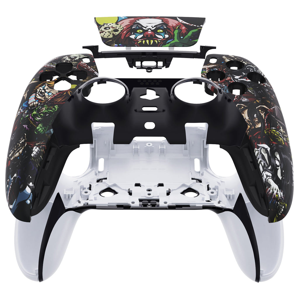eXtremeRate Replacement Left Right Front Housing Shell with Touchpad Compatible with PS5 Edge Controller - Scary Party eXtremeRate