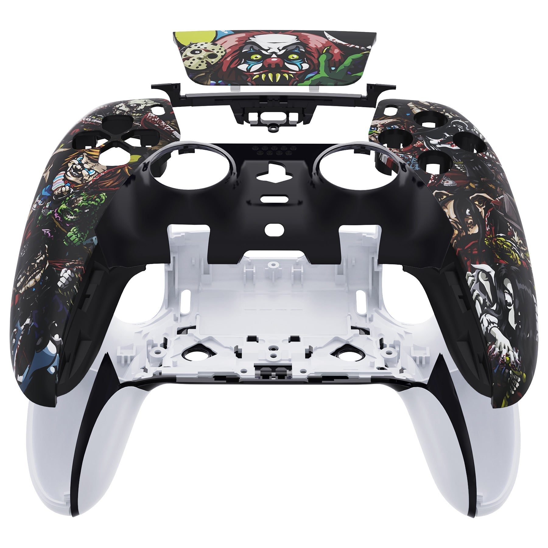 eXtremeRate Replacement Left Right Front Housing Shell with Touchpad Compatible with PS5 Edge Controller - Scary Party eXtremeRate