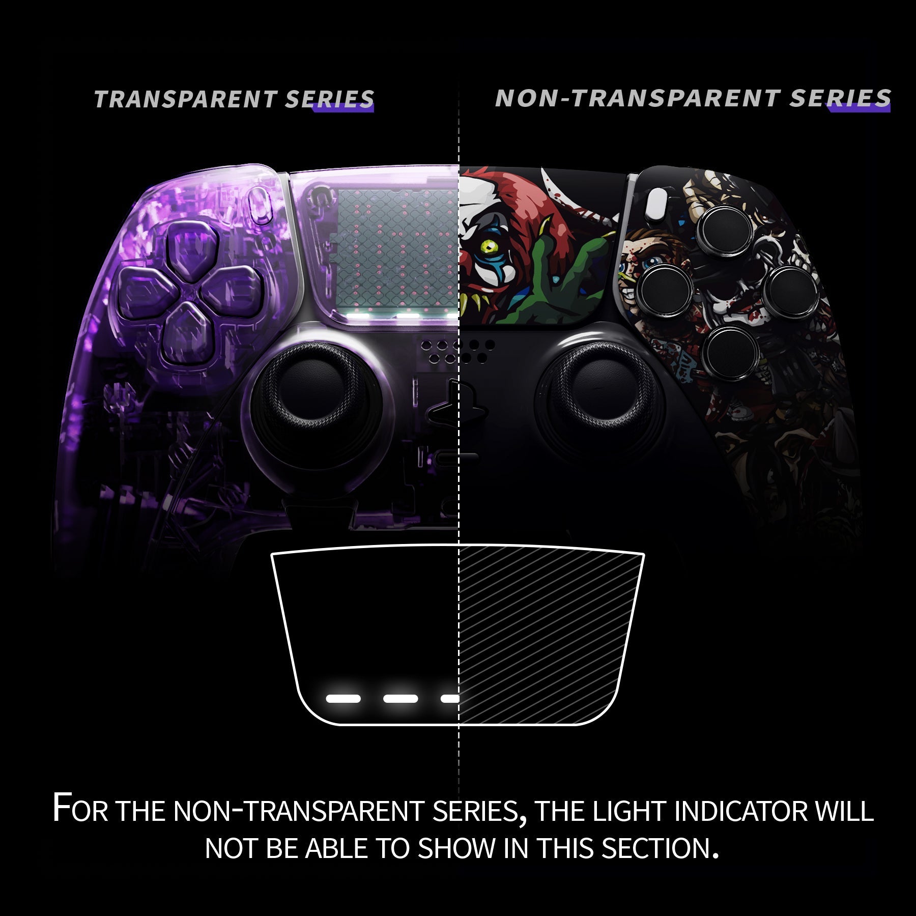 eXtremeRate Replacement Left Right Front Housing Shell with Touchpad Compatible with PS5 Edge Controller - Scary Party eXtremeRate